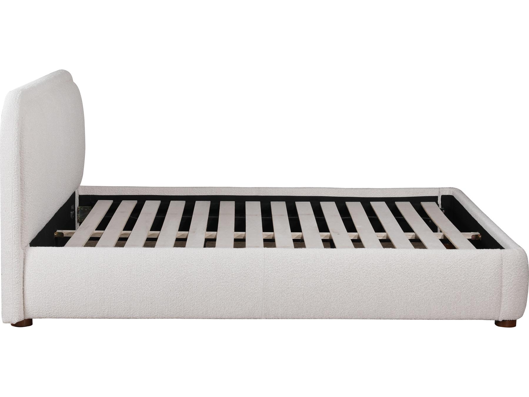 Moe's Home Colin Oatmeal White Ply Wood Upholstered King Panel Bed