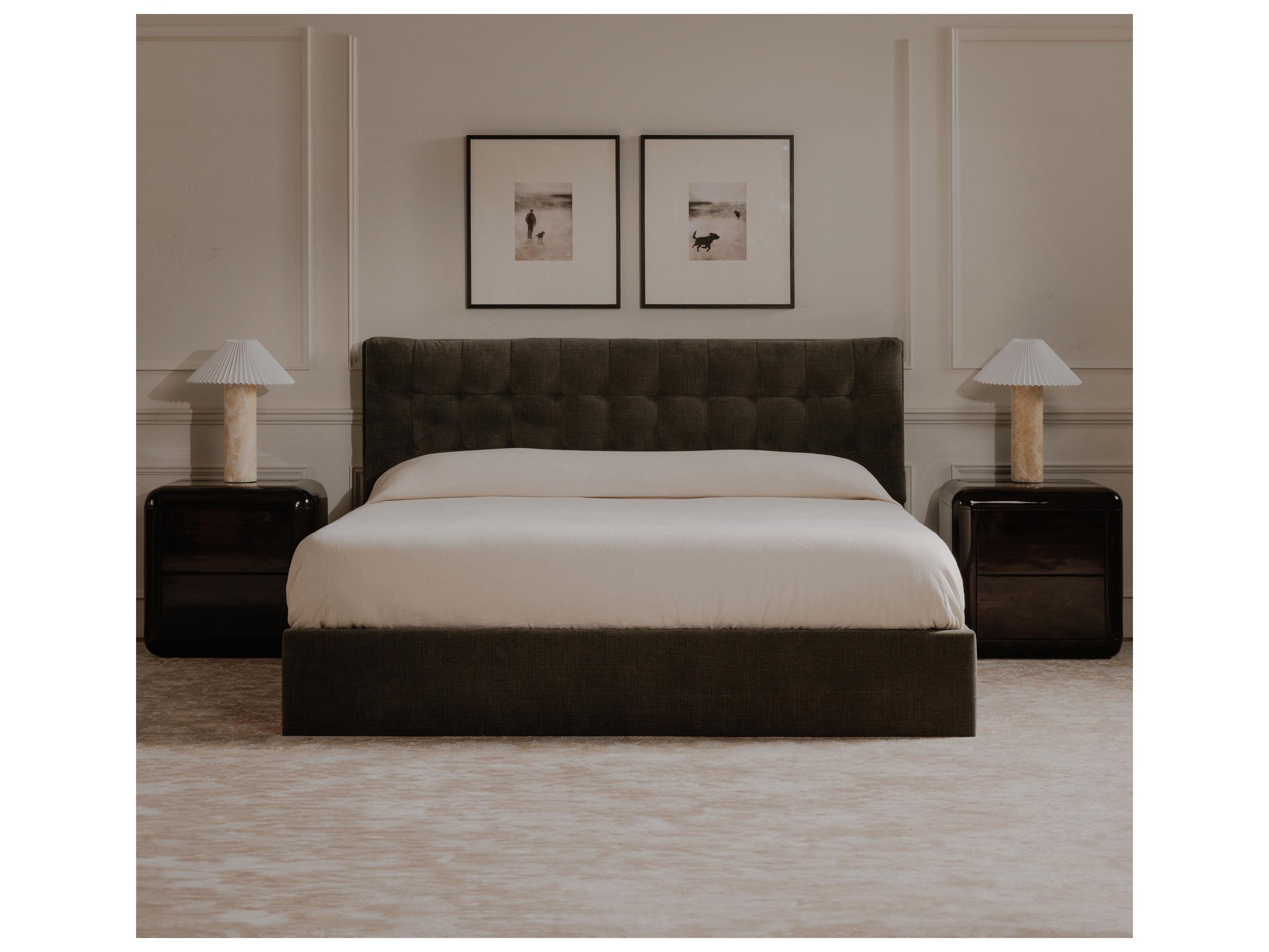 Moe's Home Sebastion Green Solid Wood King Panel Bed