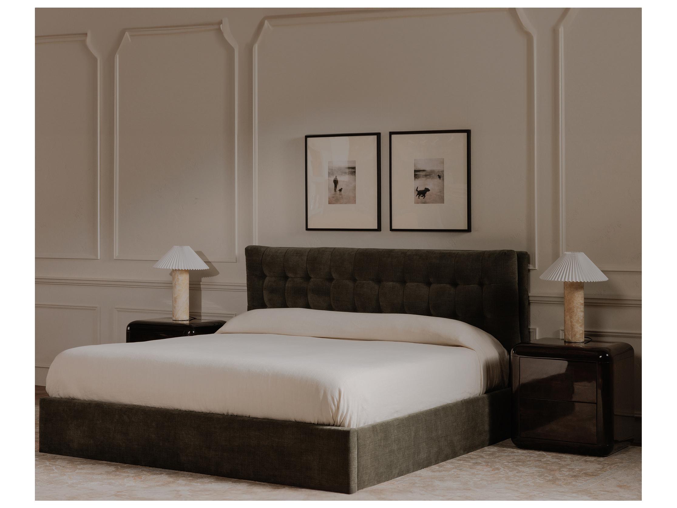 Moe's Home Sebastion Green Solid Wood King Panel Bed