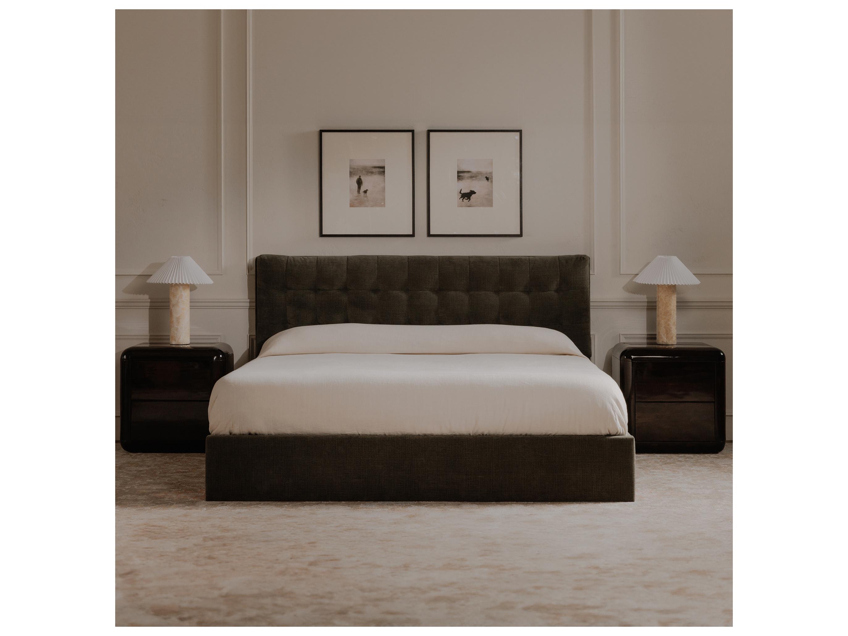 Moe's Home Sebastion Green Solid Wood Queen Panel Bed