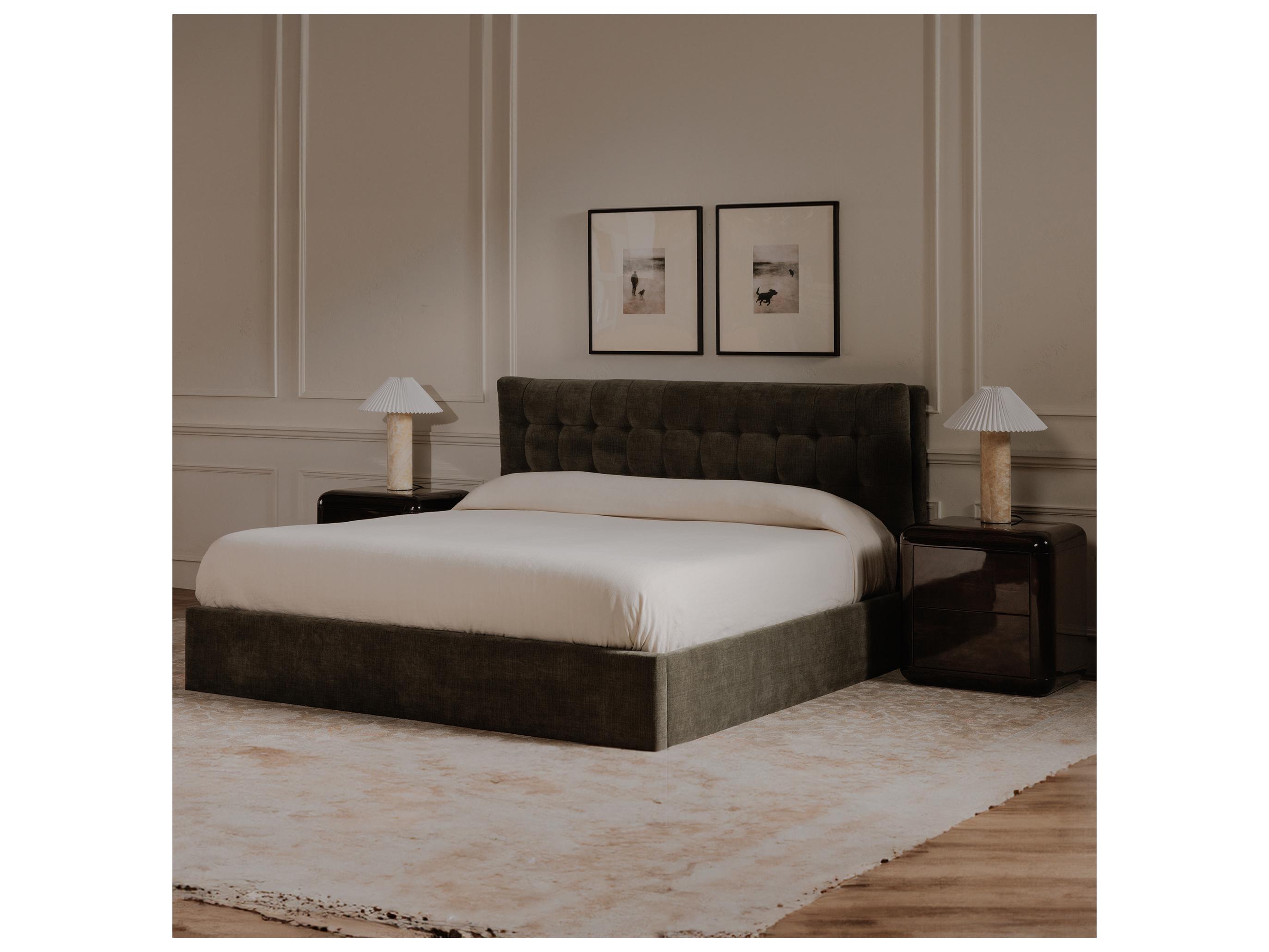 Moe's Home Sebastion Green Solid Wood Queen Panel Bed
