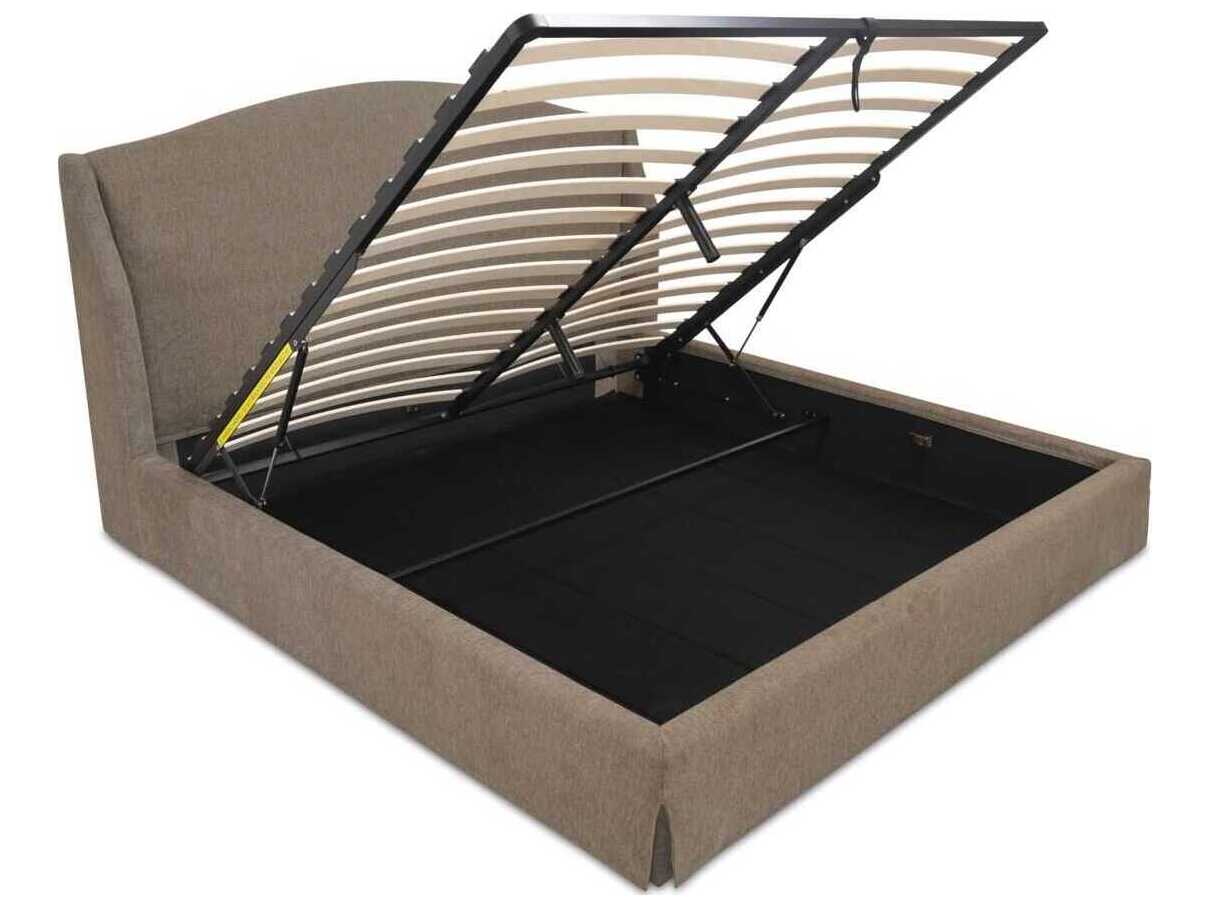 Moe's Home Weston Brown Beige Upholstered King Platform Bed