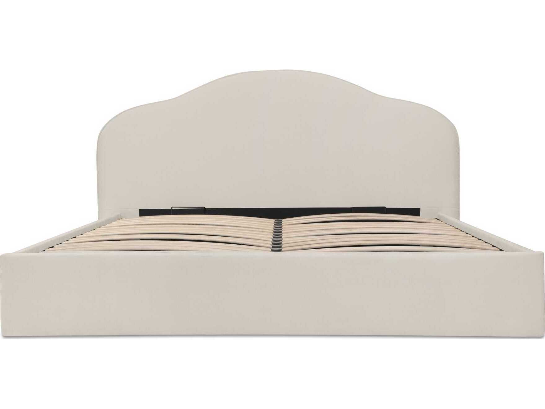 Moe's Home Maggie Cream White Solid Wood Upholstered Queen Platform Bed