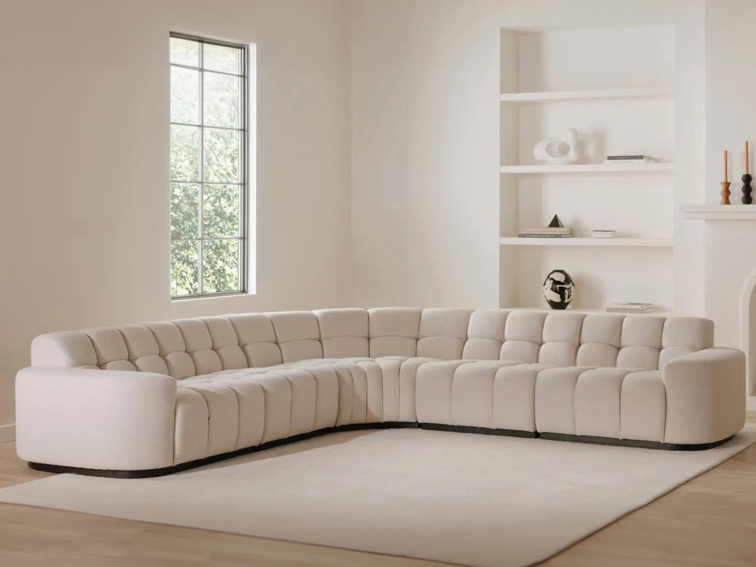 Moe's Home Roman White Upholstered Sectional Sofa