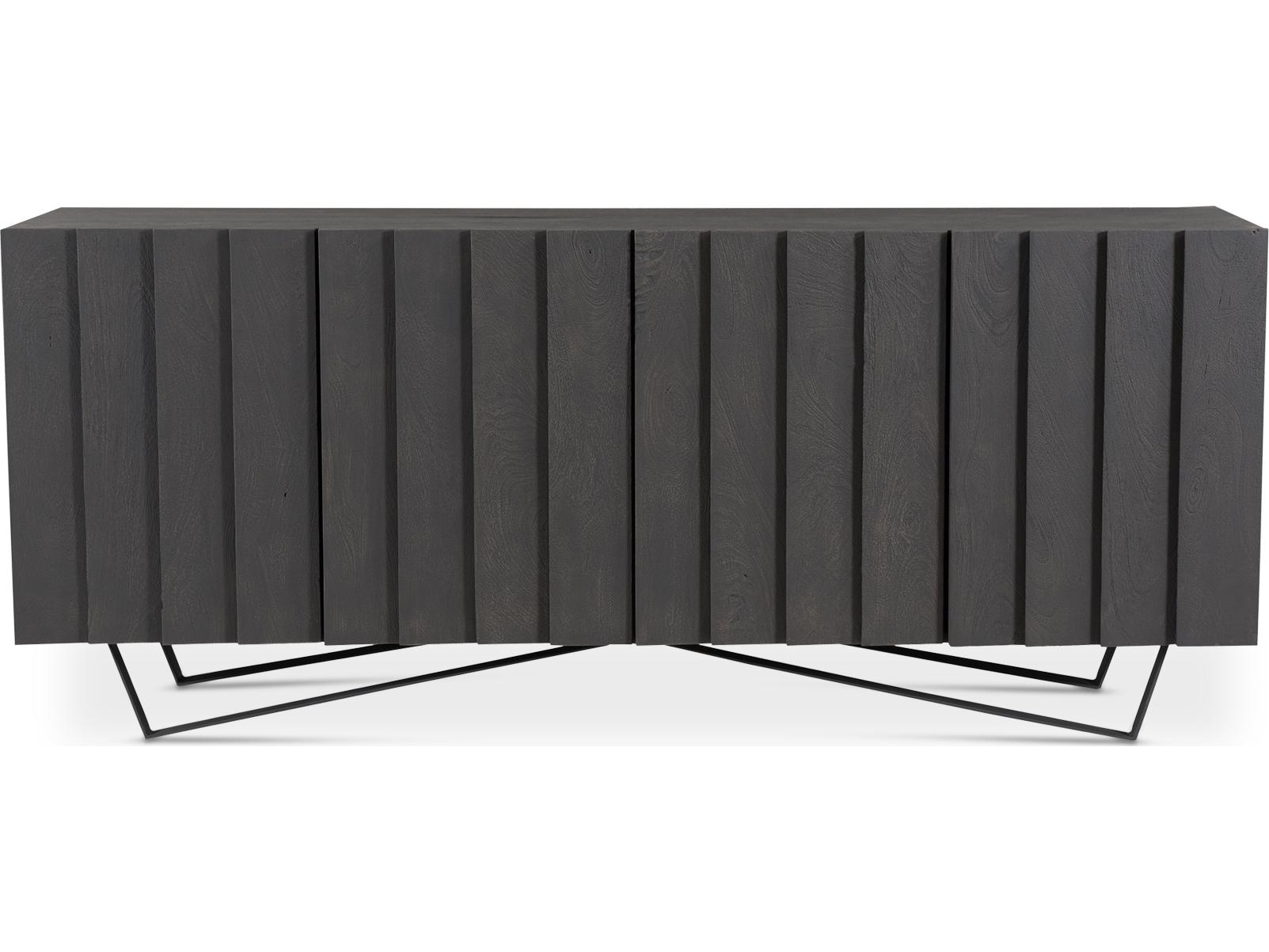 Moe's Home 71" Mango Wood Grey Sand Blasted Black Sideboard