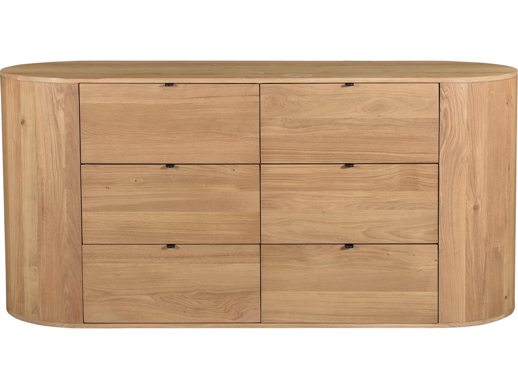 Moe's Home Theo 6-Drawers Brown Oak Wood Double Dresser