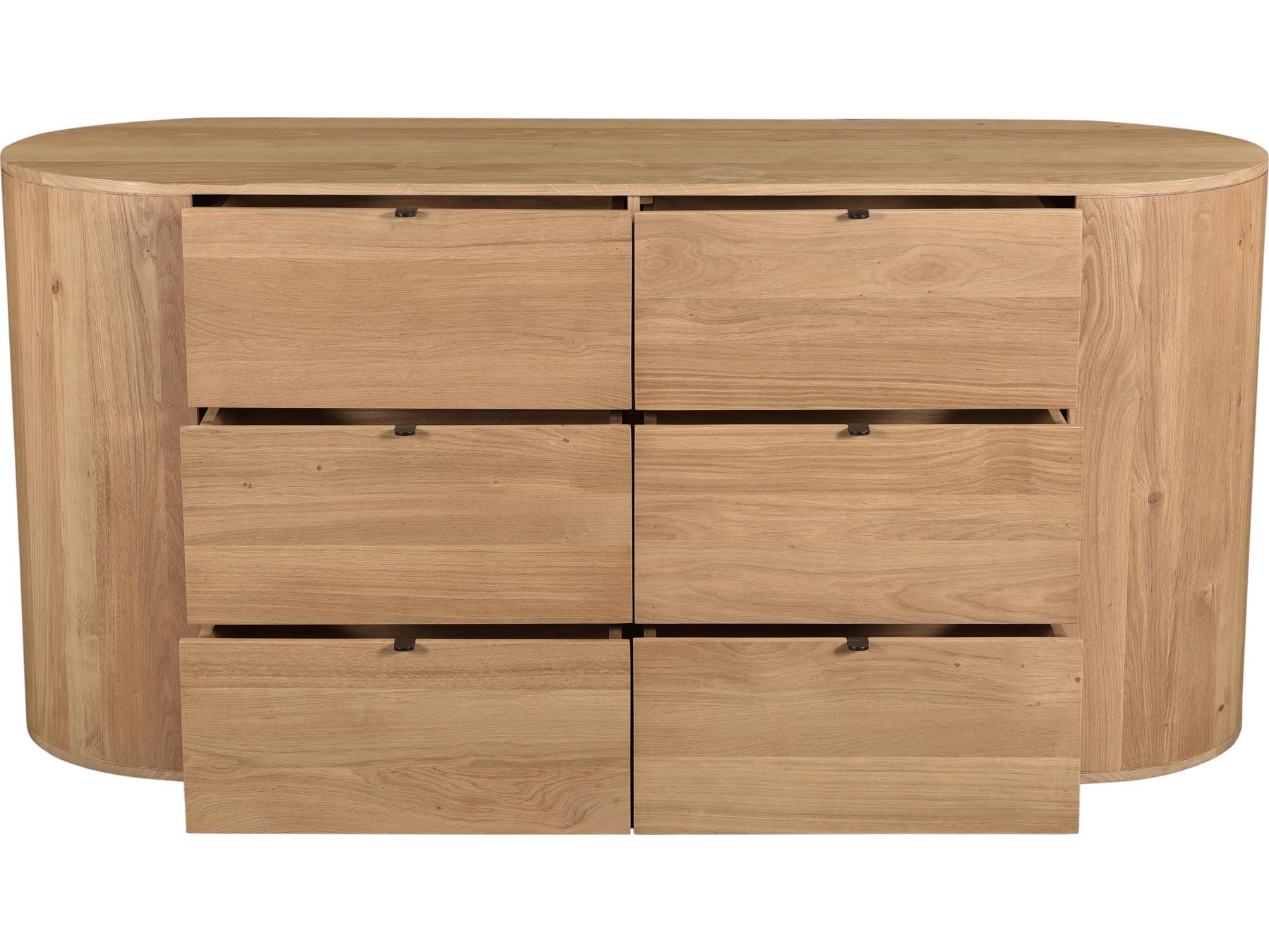 Moe's Home Theo 6-Drawers Brown Oak Wood Double Dresser