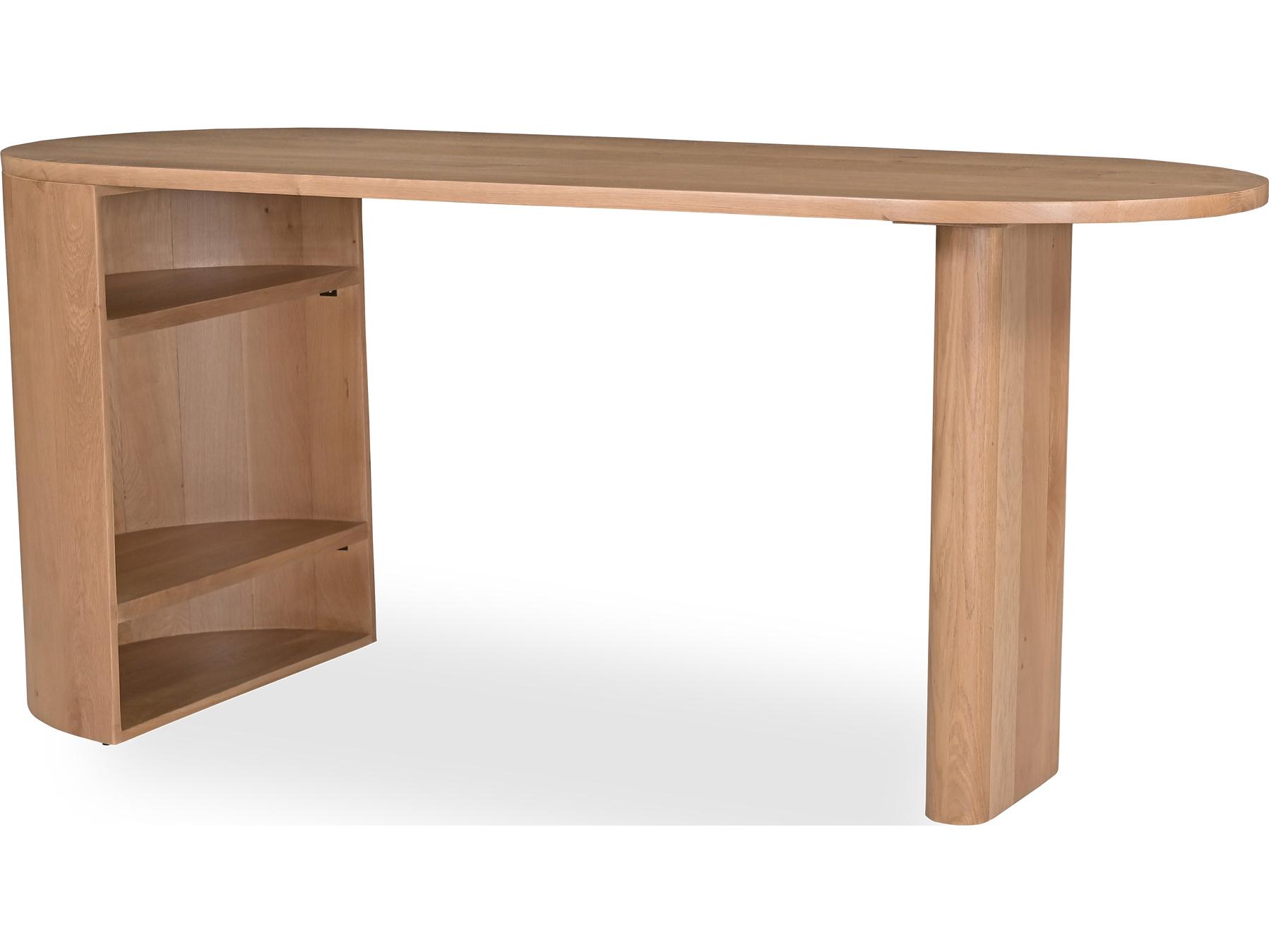 Moe's Home Theo Natural Beige Oak Wood Writing Desk
