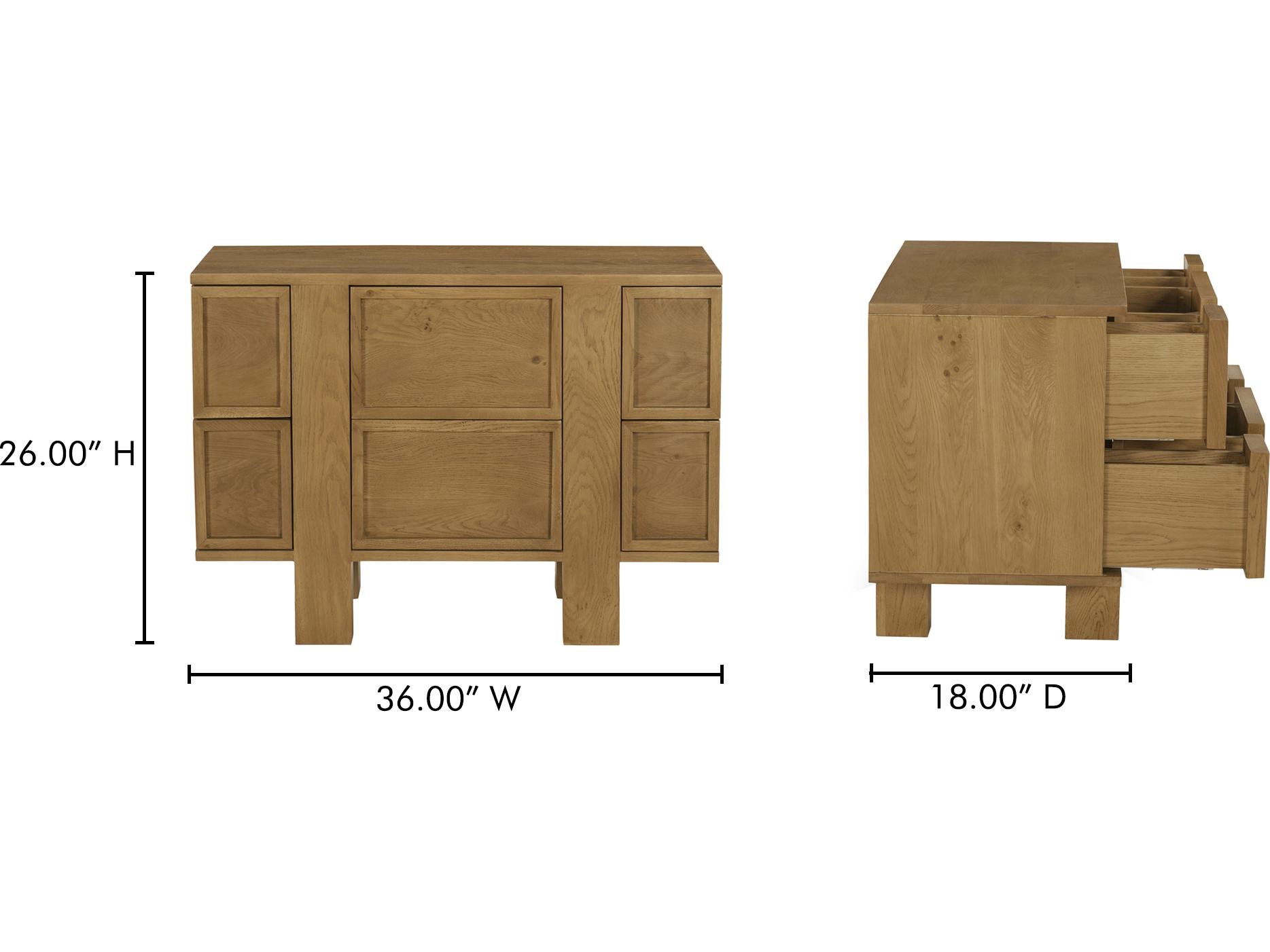 Moe's Home Henley Brown Oak Wood Nightstand