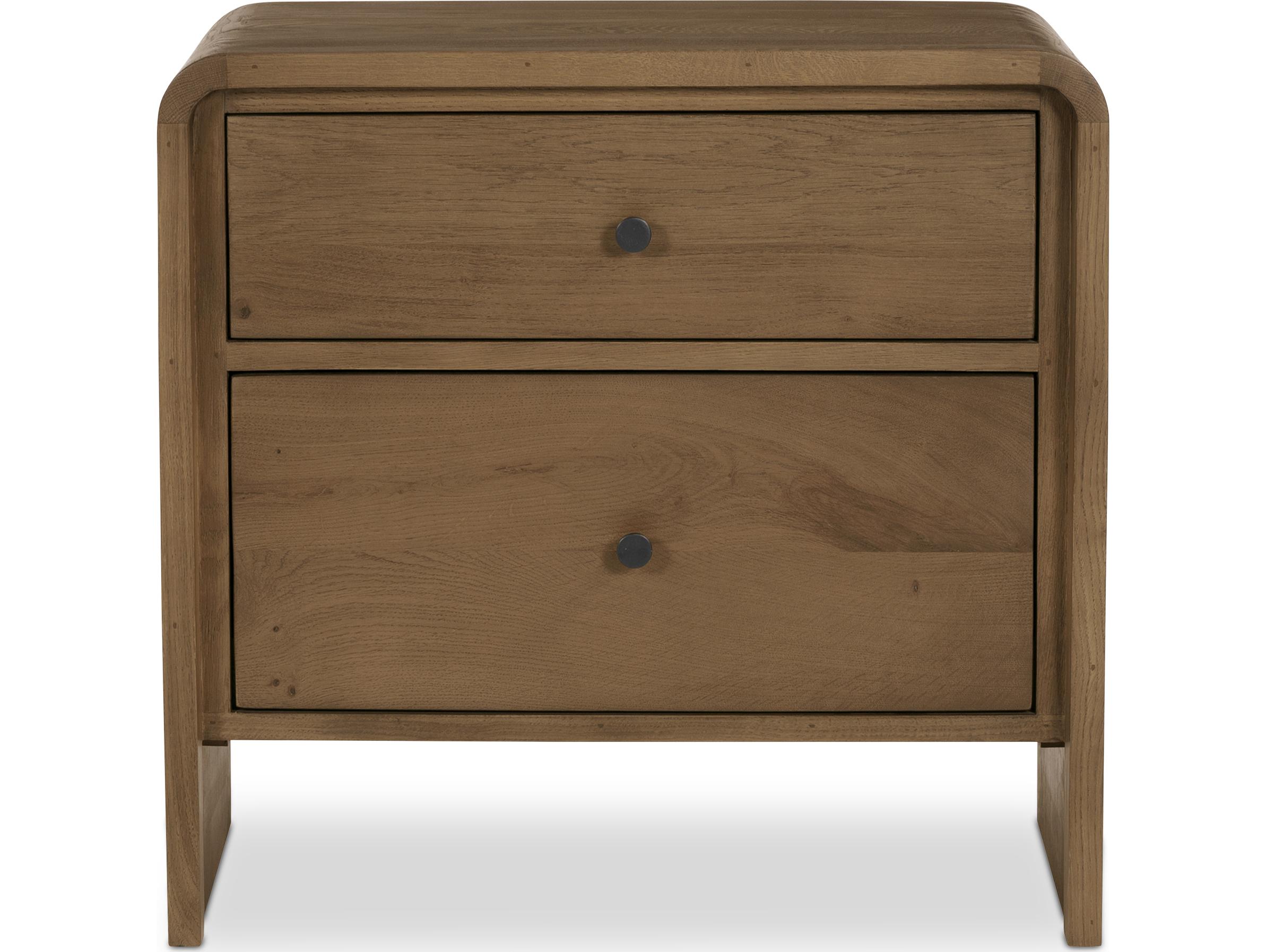 Moe's Home Riley 2-Drawers Brown Oak Wood Nightstand