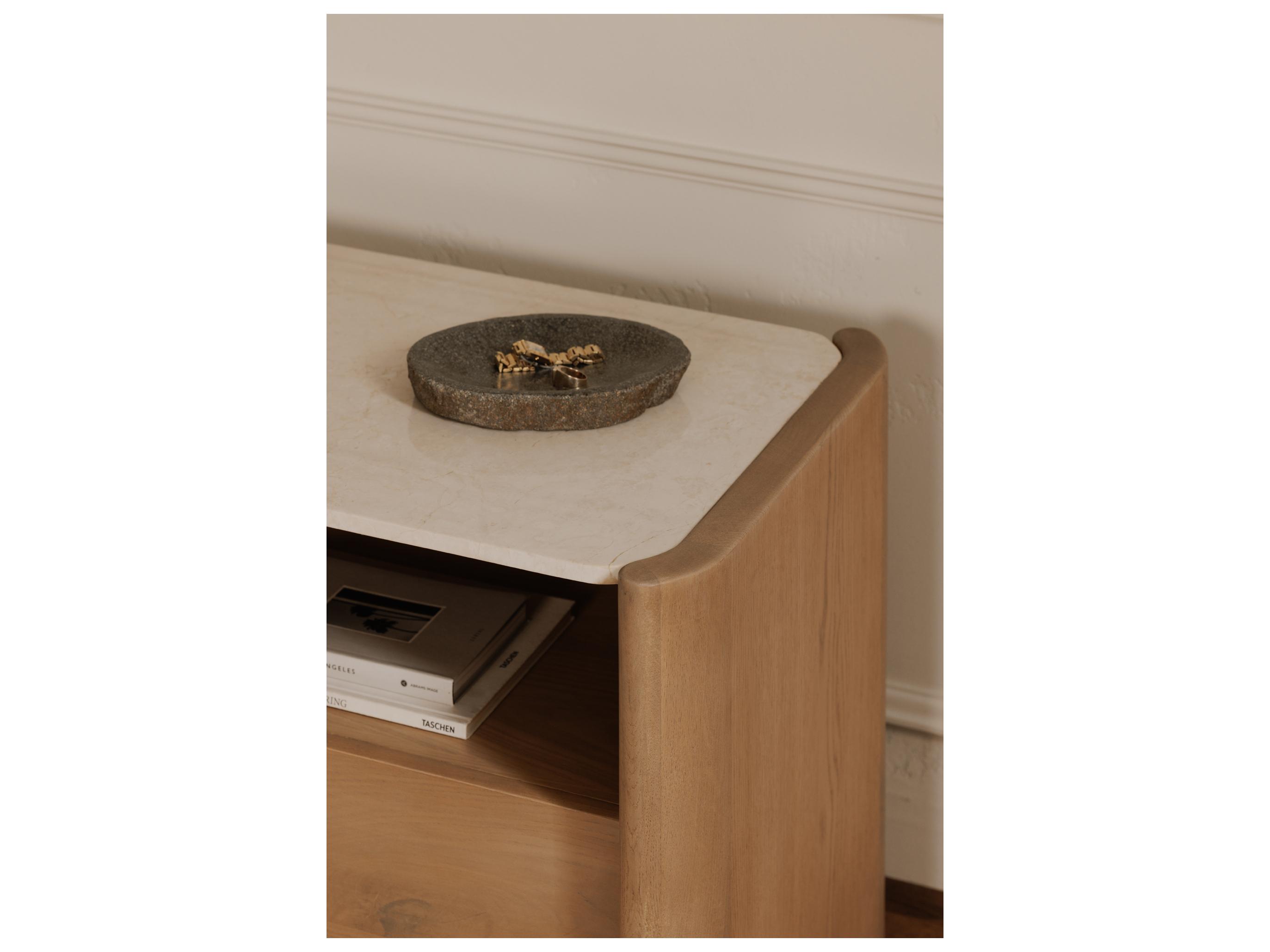 Moe's Home Lane 1-Drawer Beige Oak Wood Nightstand