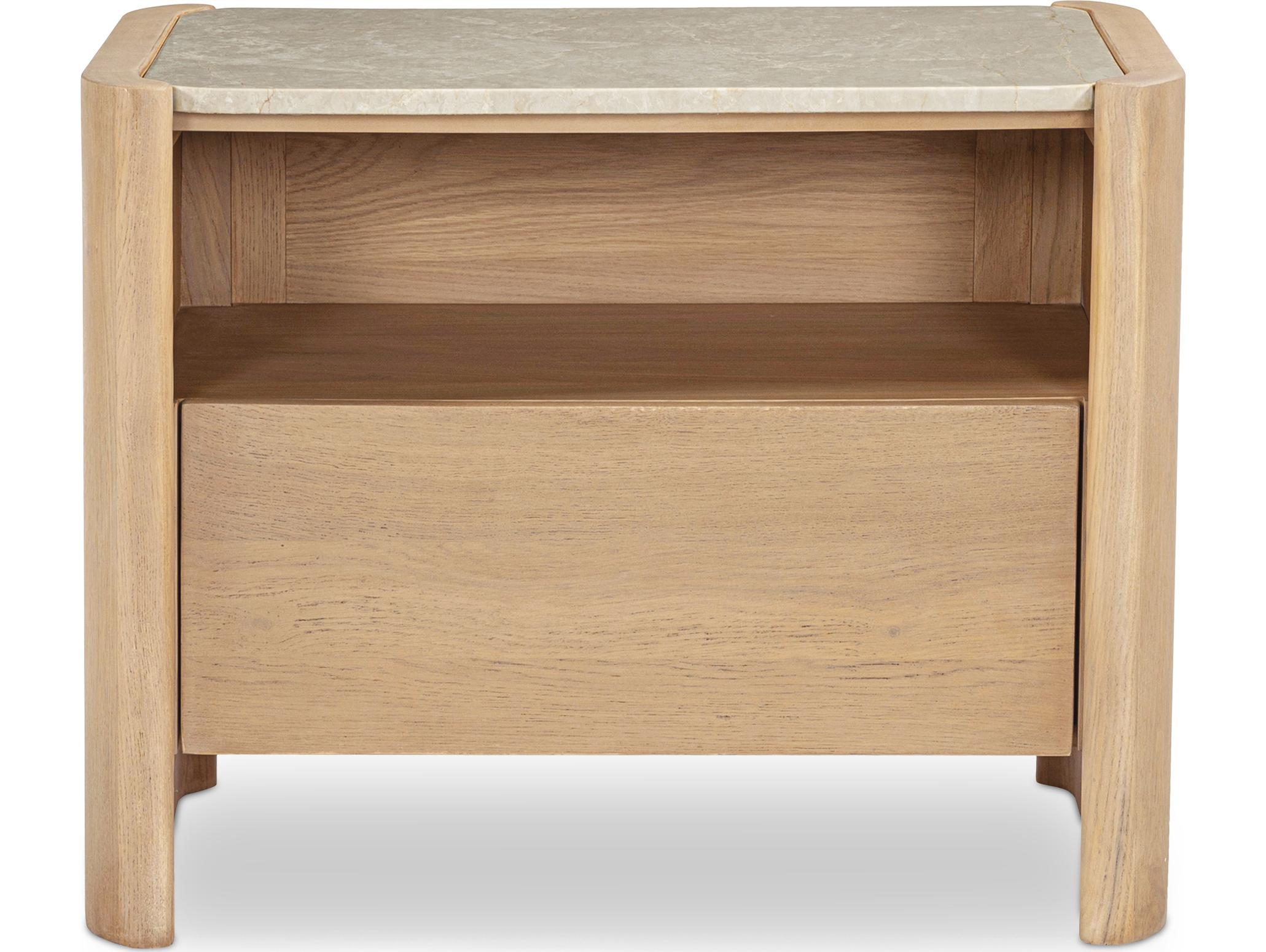 Moe's Home Lane 1-Drawer Beige Oak Wood Nightstand