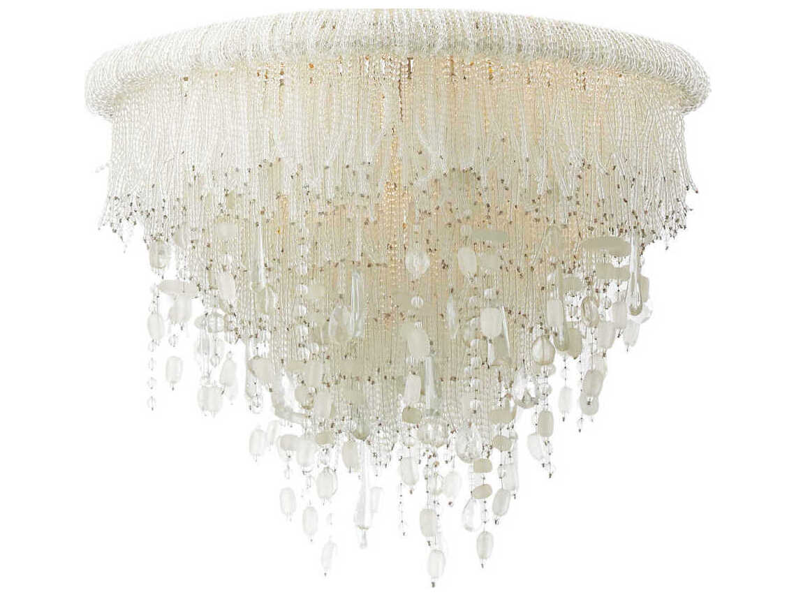 Metropolitan Crystal Reign 6-Light Polished Nickel White Tiered Flush Mount