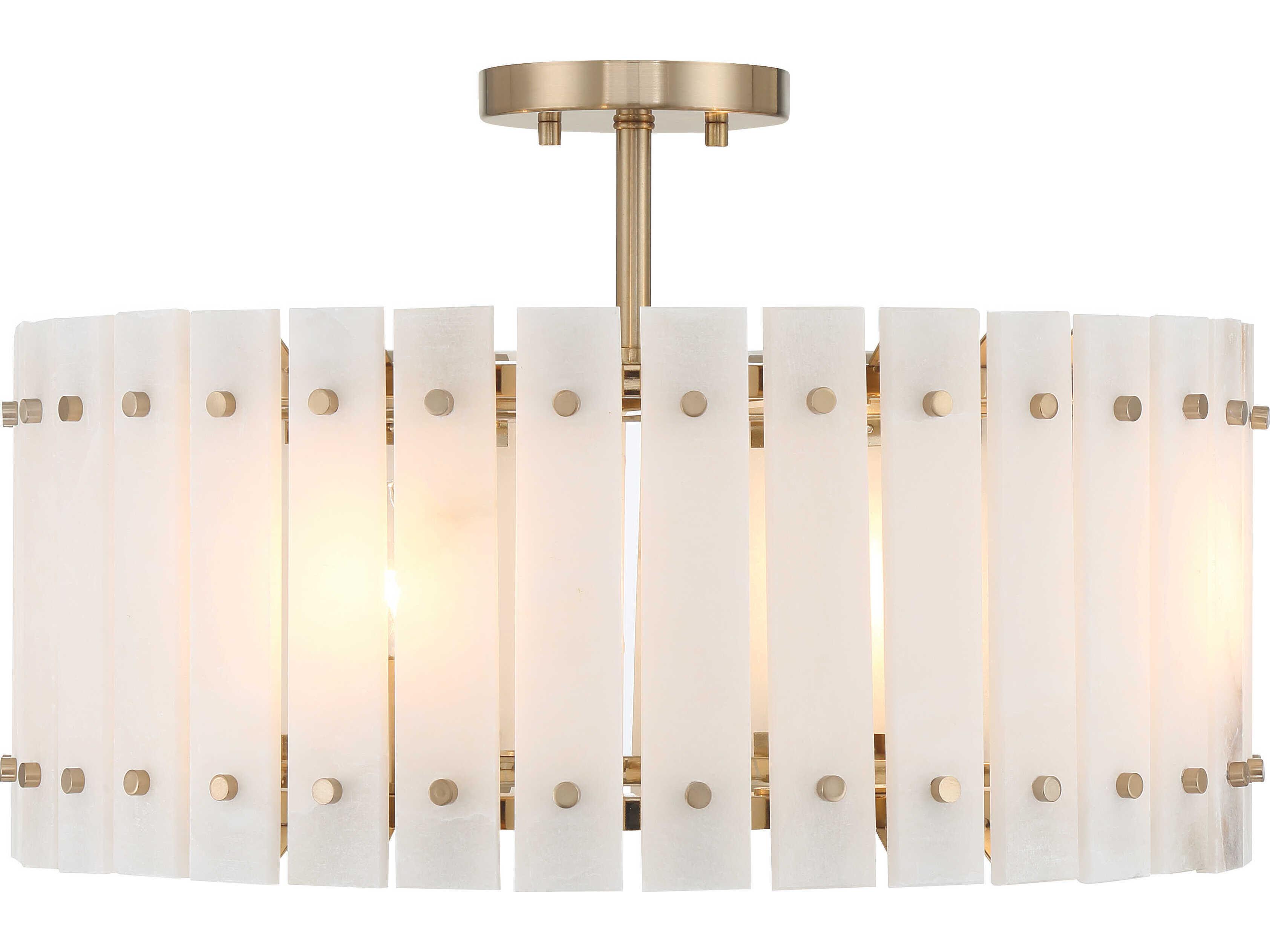 Metropolitan Bardon 4-Light Celeste Brass Drum Semi Flush Mount
