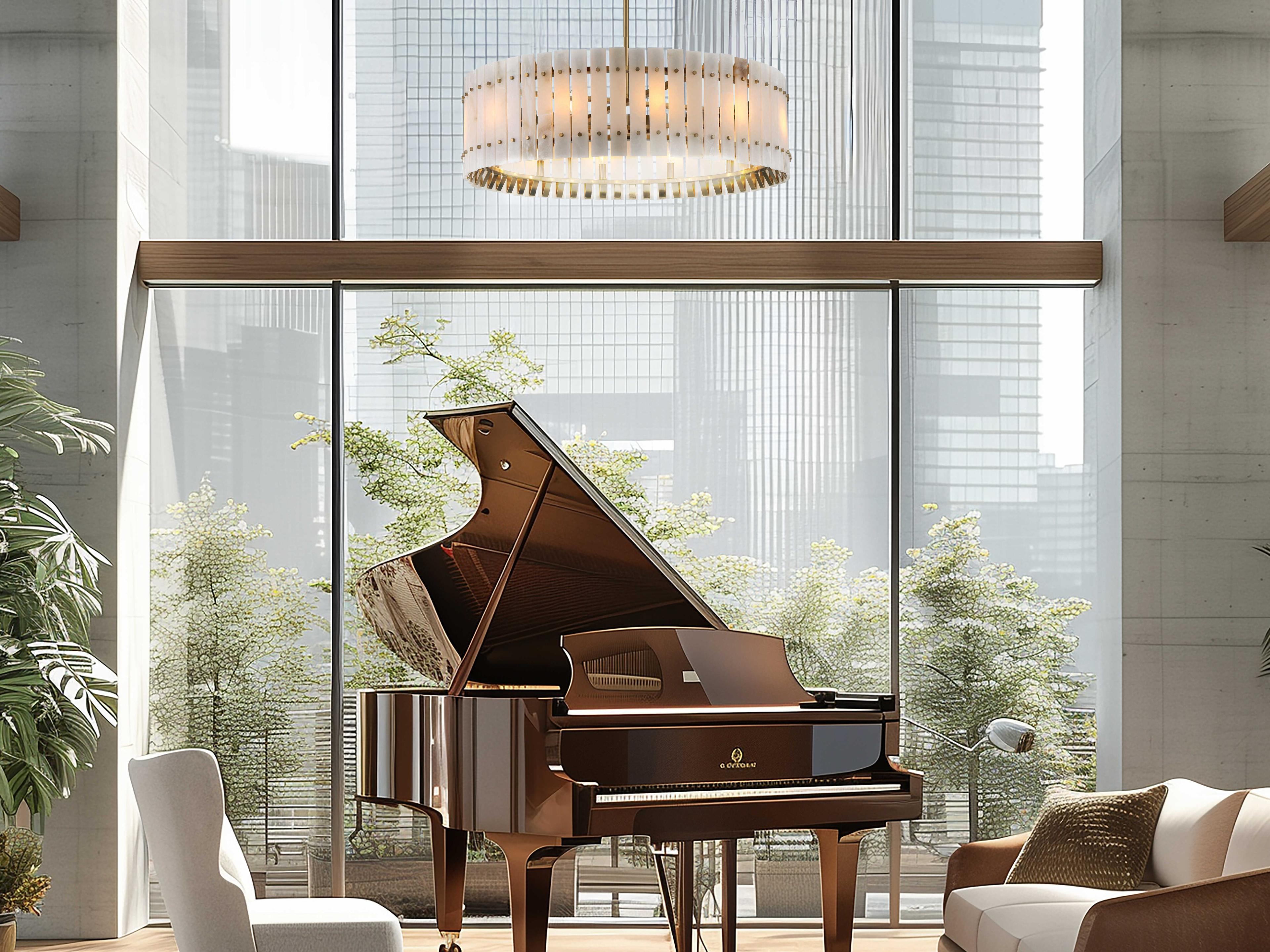 Metropolitan Bardon 12-Light Celeste Brass Drum Pendant