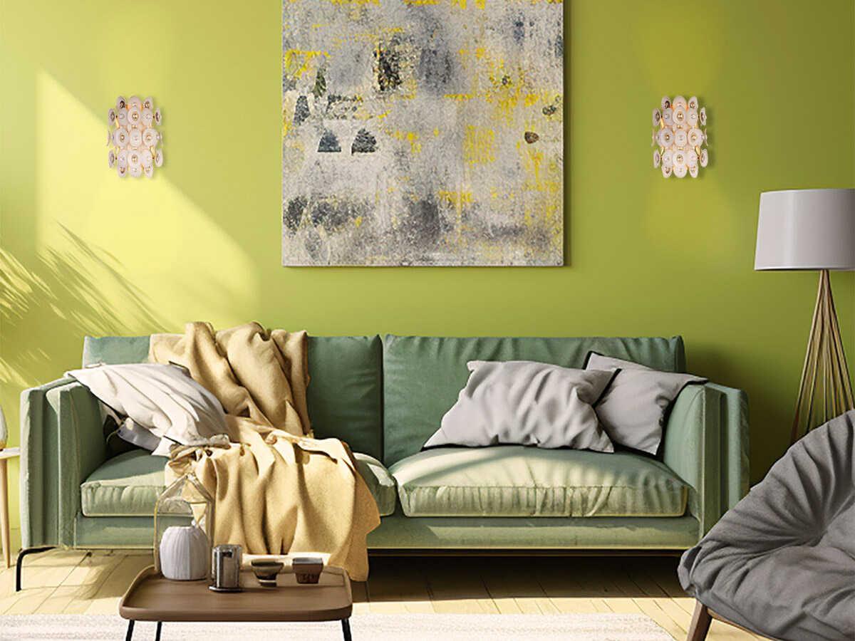 Metropolitan Niu 2-Light Coconut Shell Gold White Wall Sconce