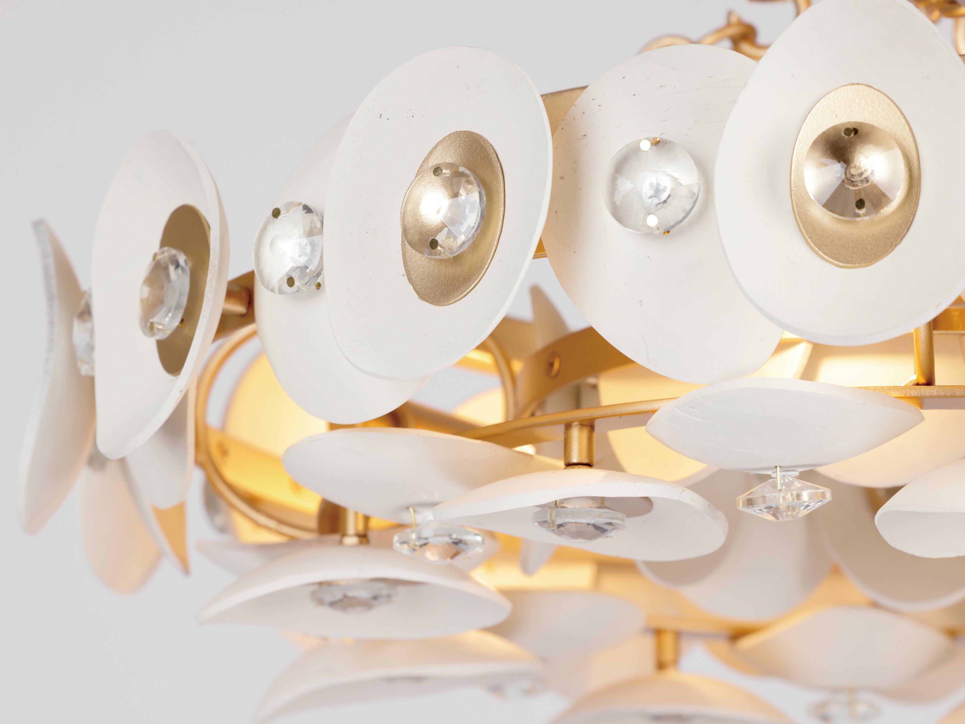 Metropolitan Niu 3-Light Coconut Shell Gold White Round Semi Flush Mount