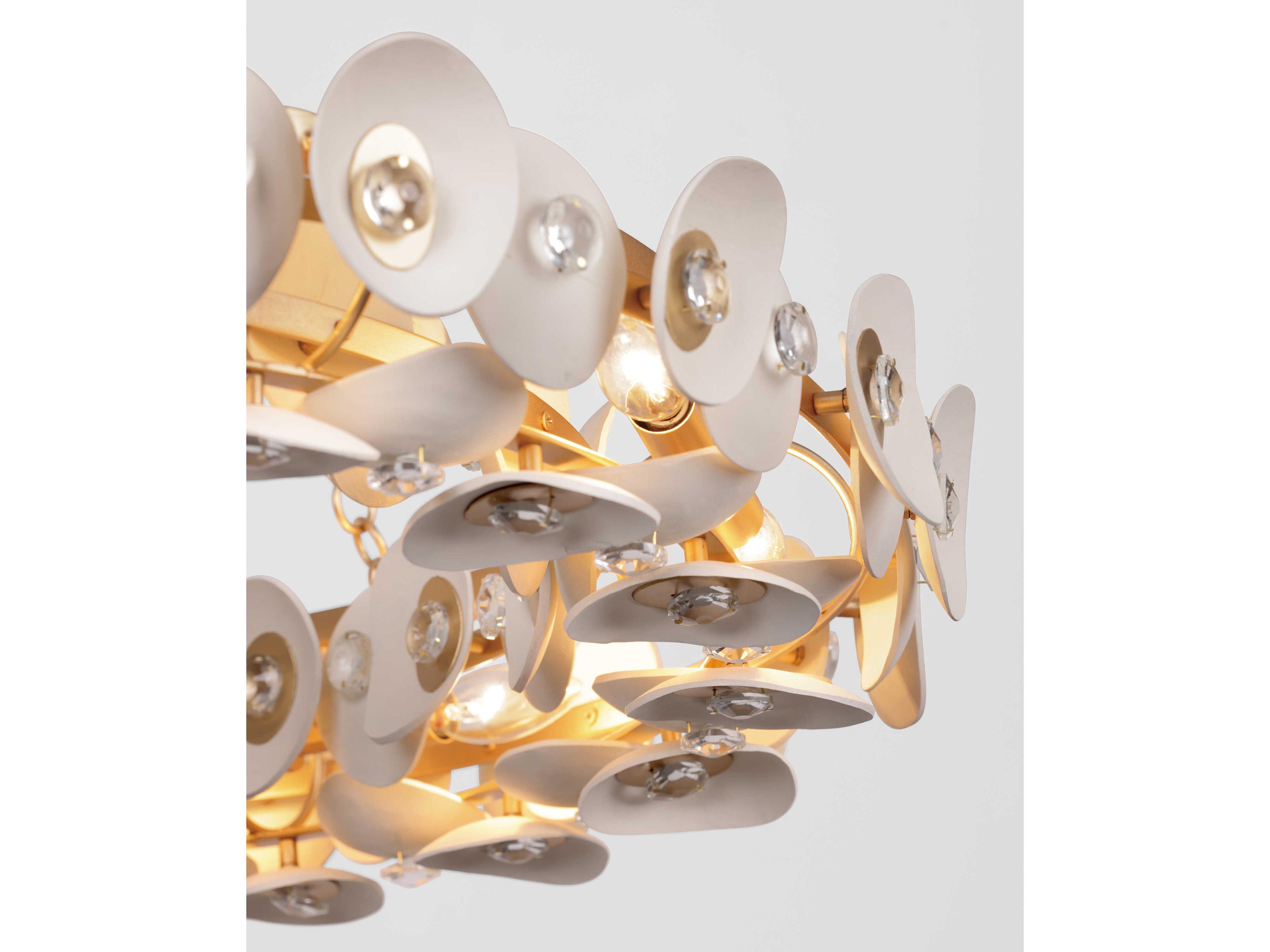 Metropolitan Niu 3-Light Coconut Shell Gold White Round Semi Flush Mount