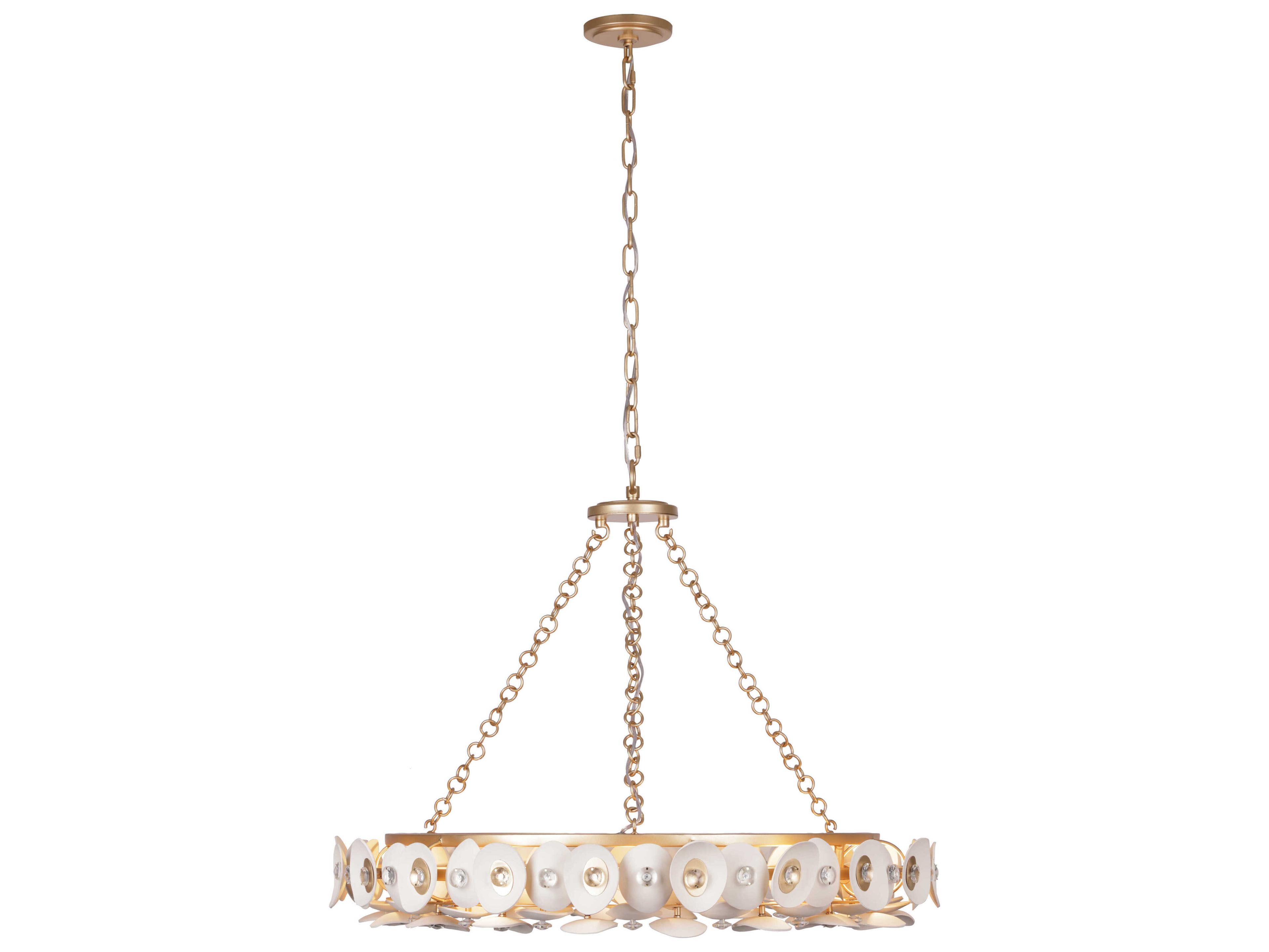 Metropolitan Niu 10-Light Coconut Shell Gold White Round Pendant