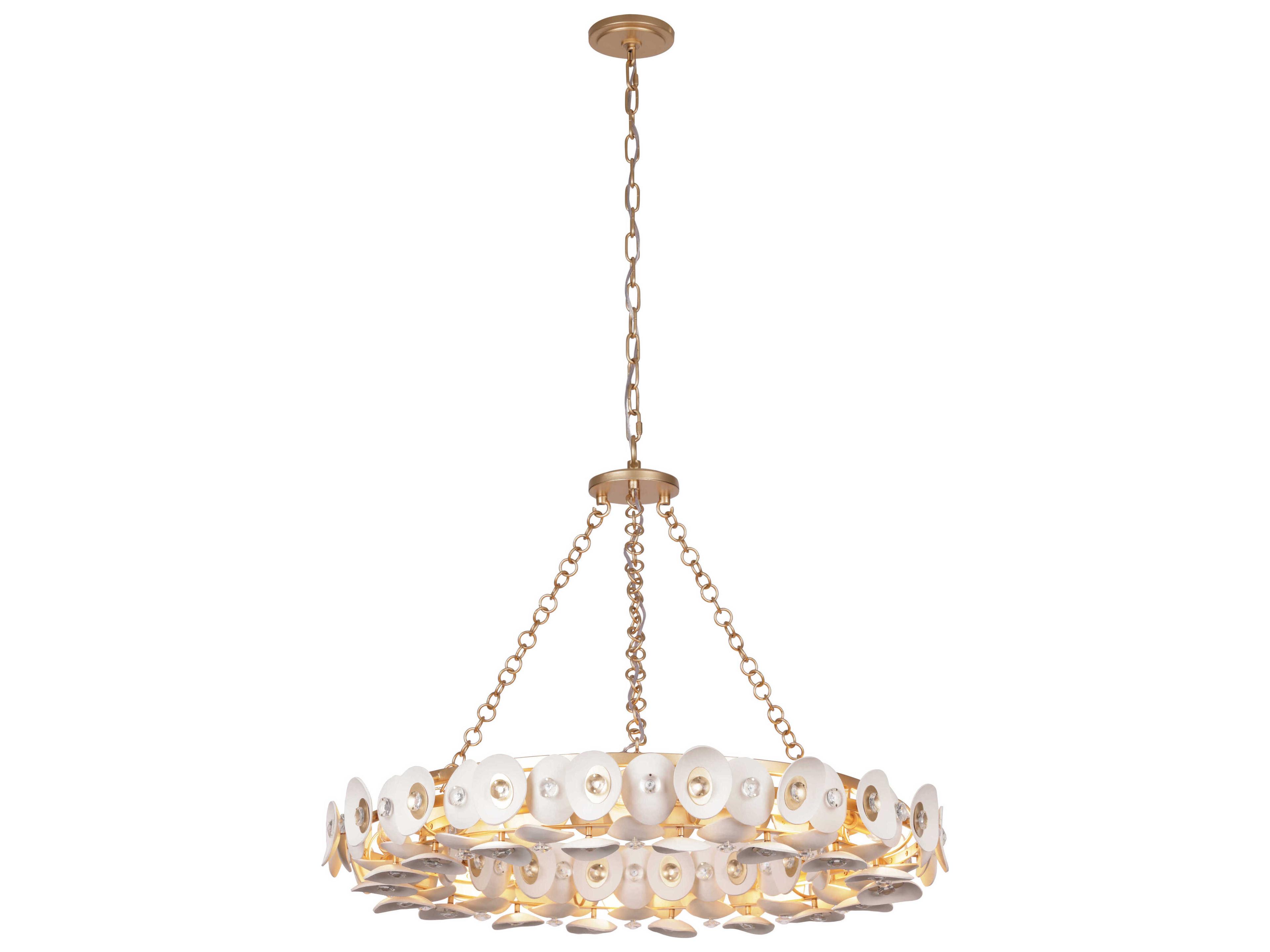 Metropolitan Niu 10-Light Coconut Shell Gold White Round Pendant