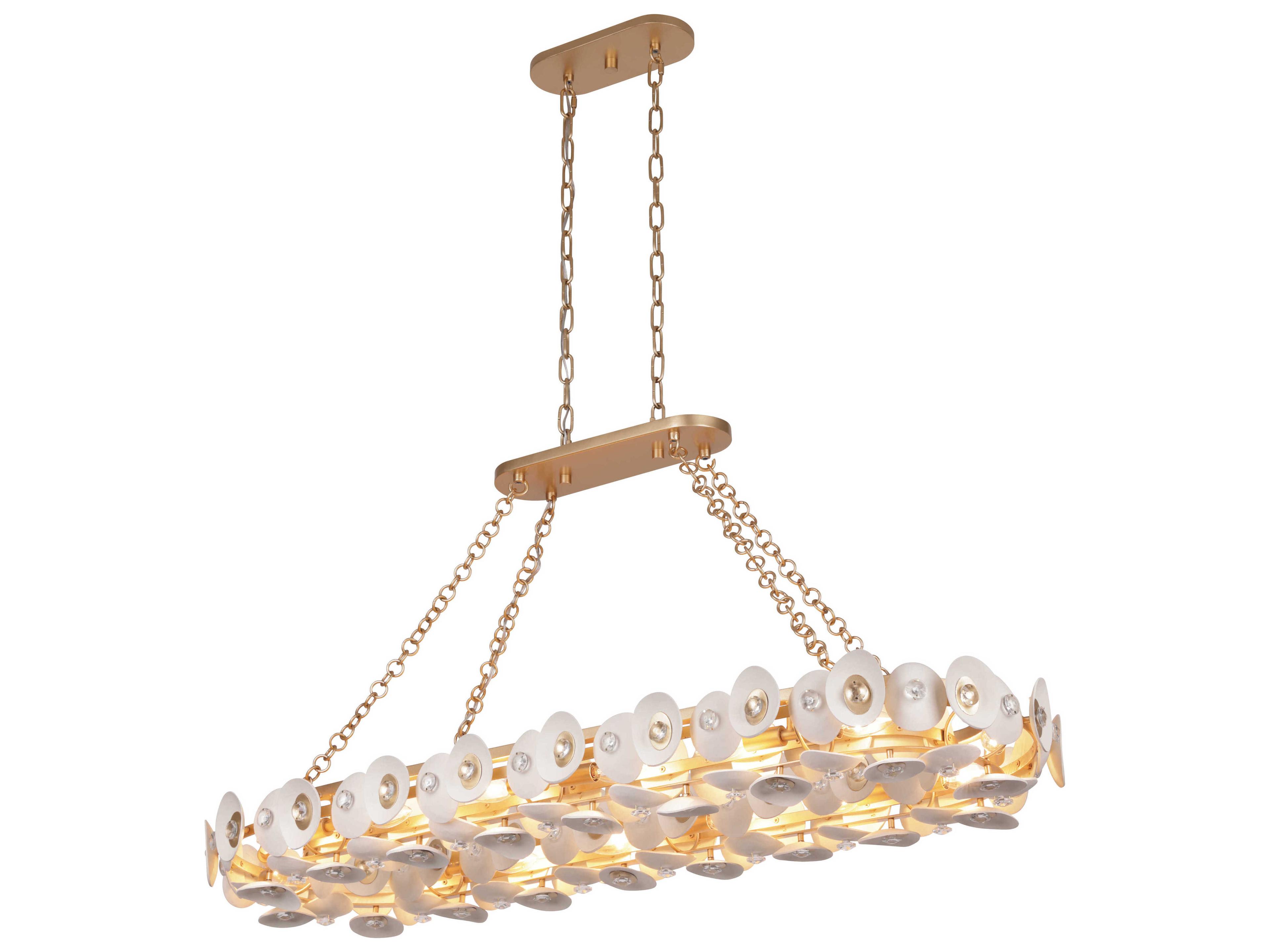 Metropolitan Niu 14-Light Coconut Shell Gold White Island Pendant