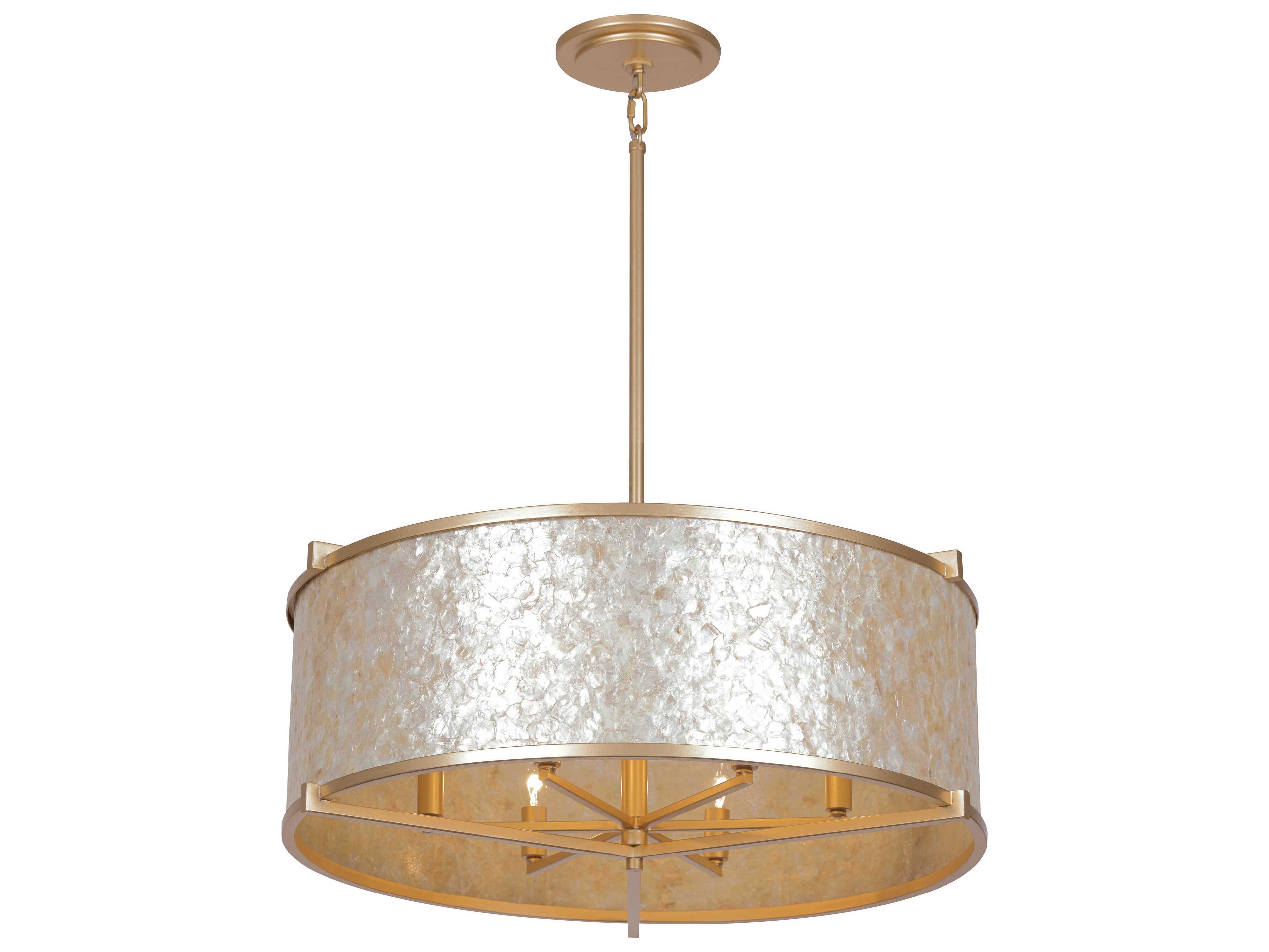 Metropolitan Sommers Bend 6-Light Fawn Gold Drum Pendant