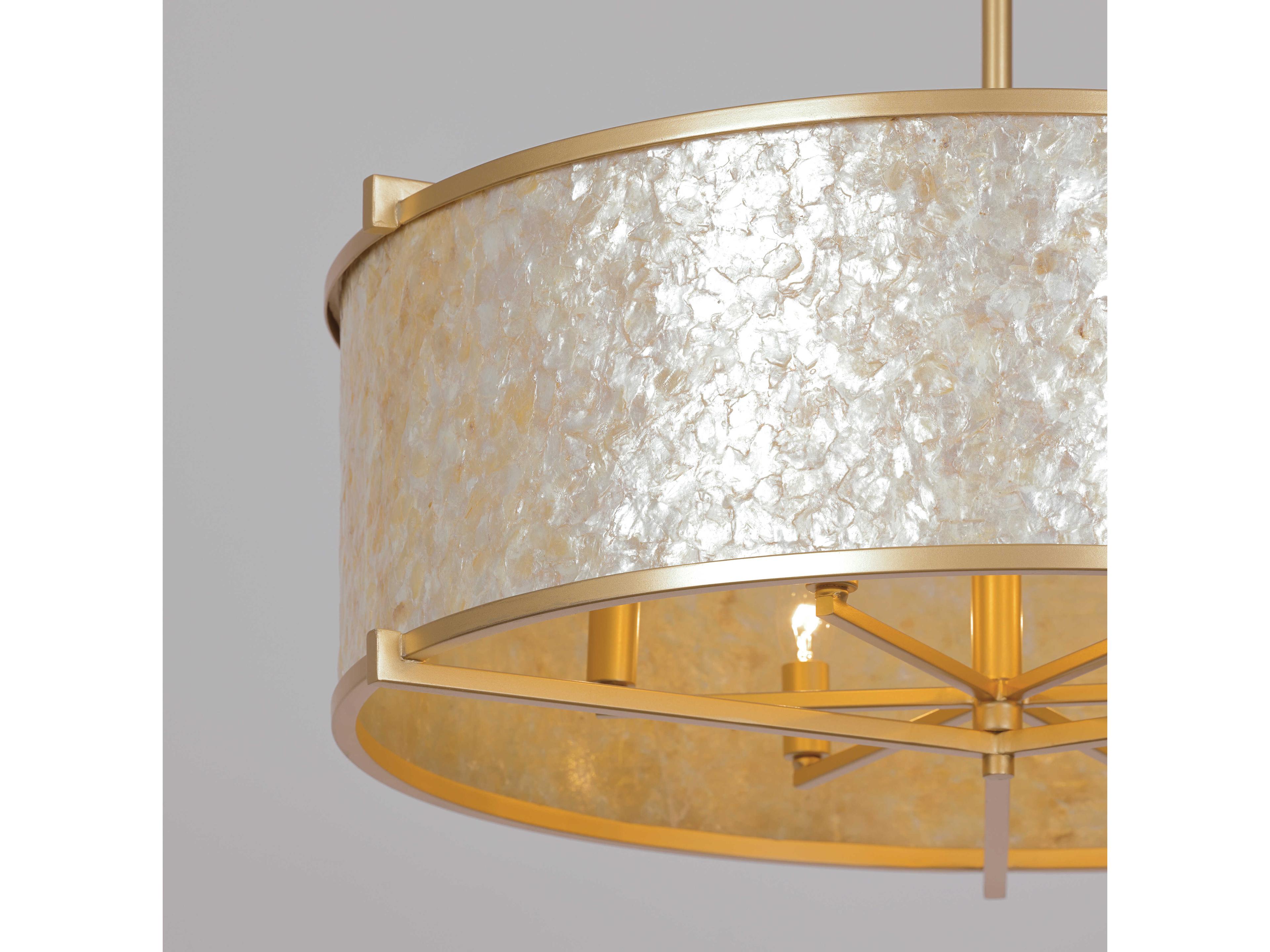 Metropolitan Sommers Bend 6-Light Fawn Gold Drum Pendant