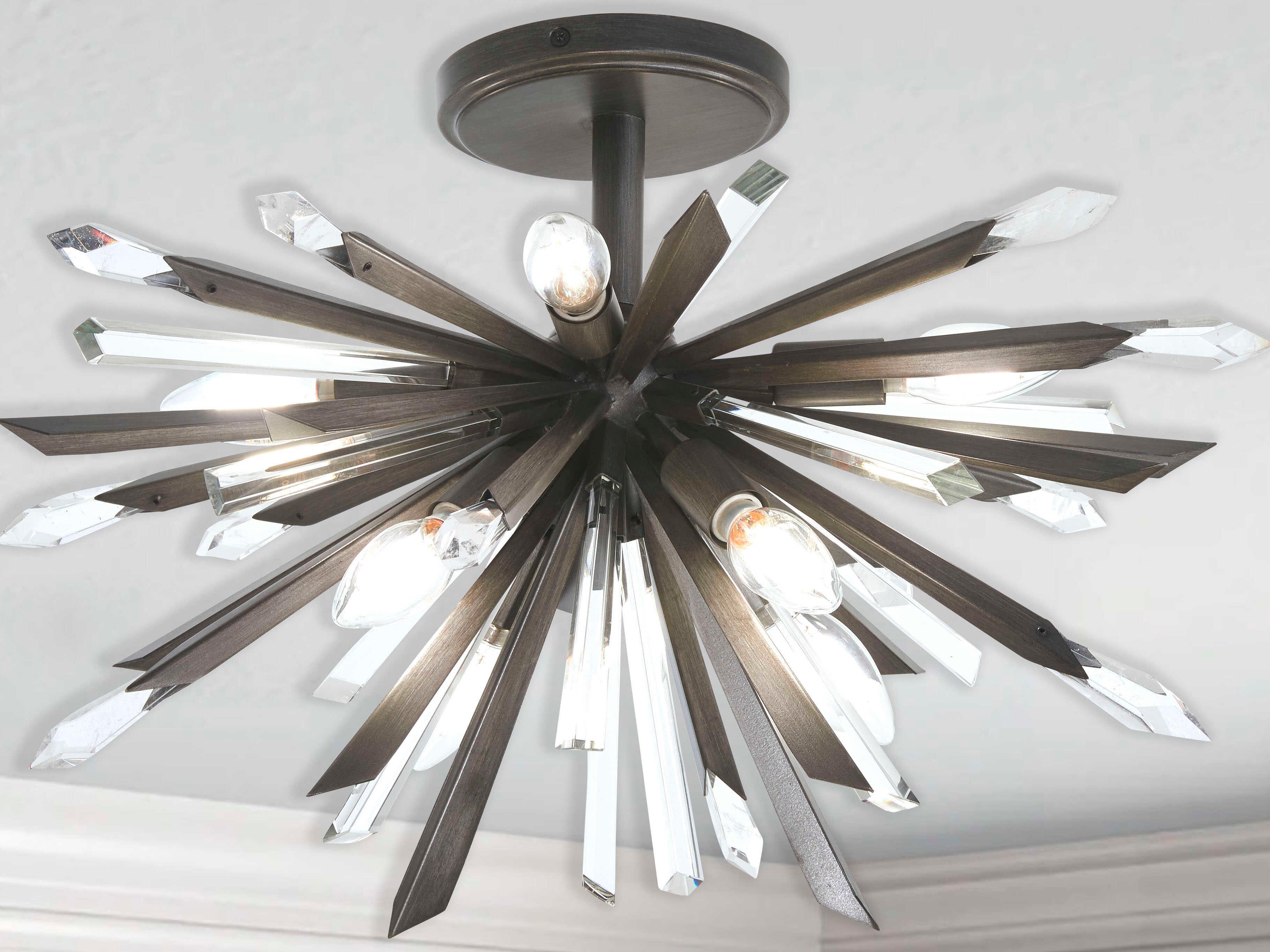 Metropolitan Elsa 8-Light Midnight Graphite Gray Sputnik Semi Flush Mount