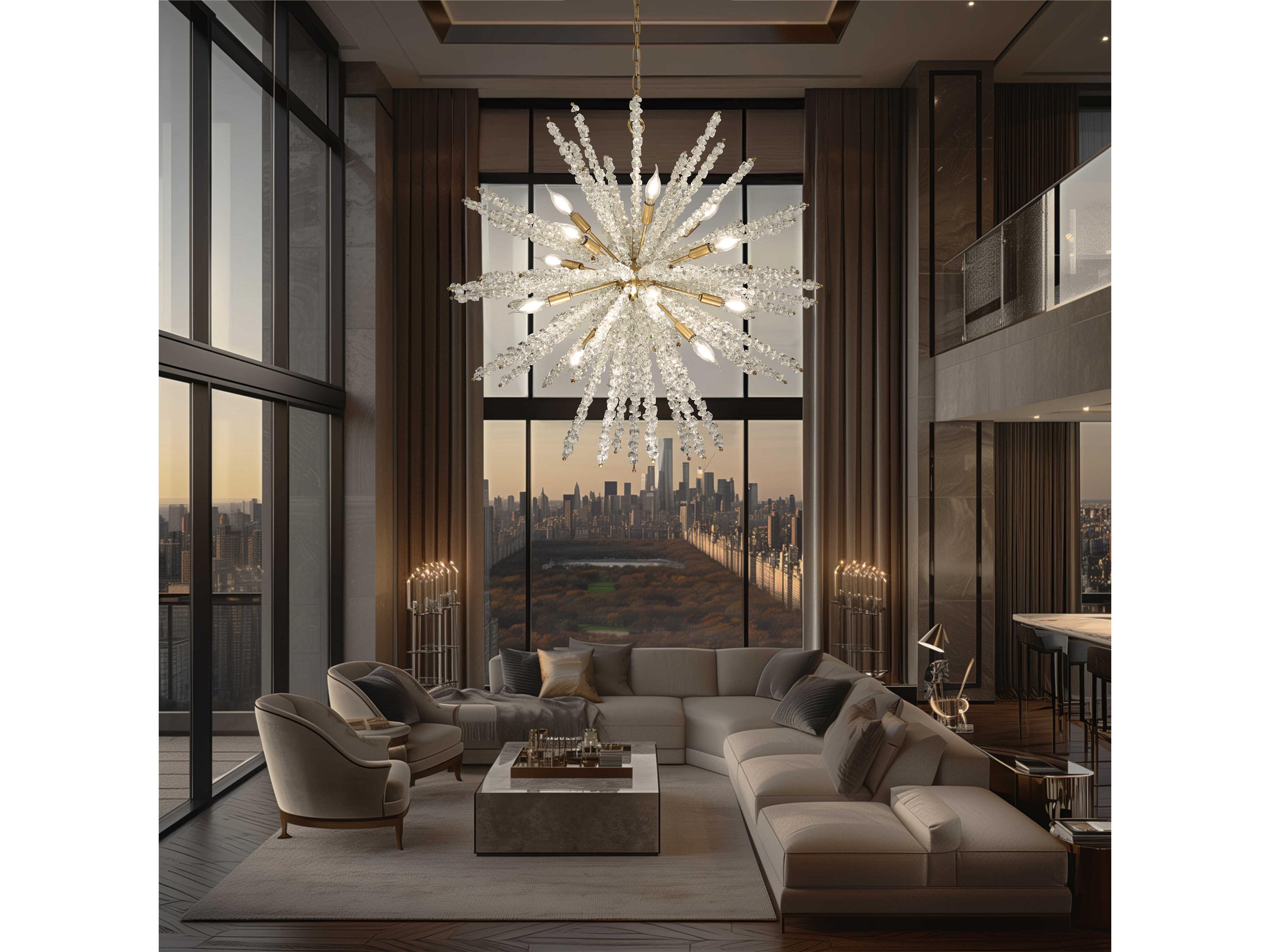 Metropolitan Aisi 16-Light Fawn Gold Sputnik Pendant