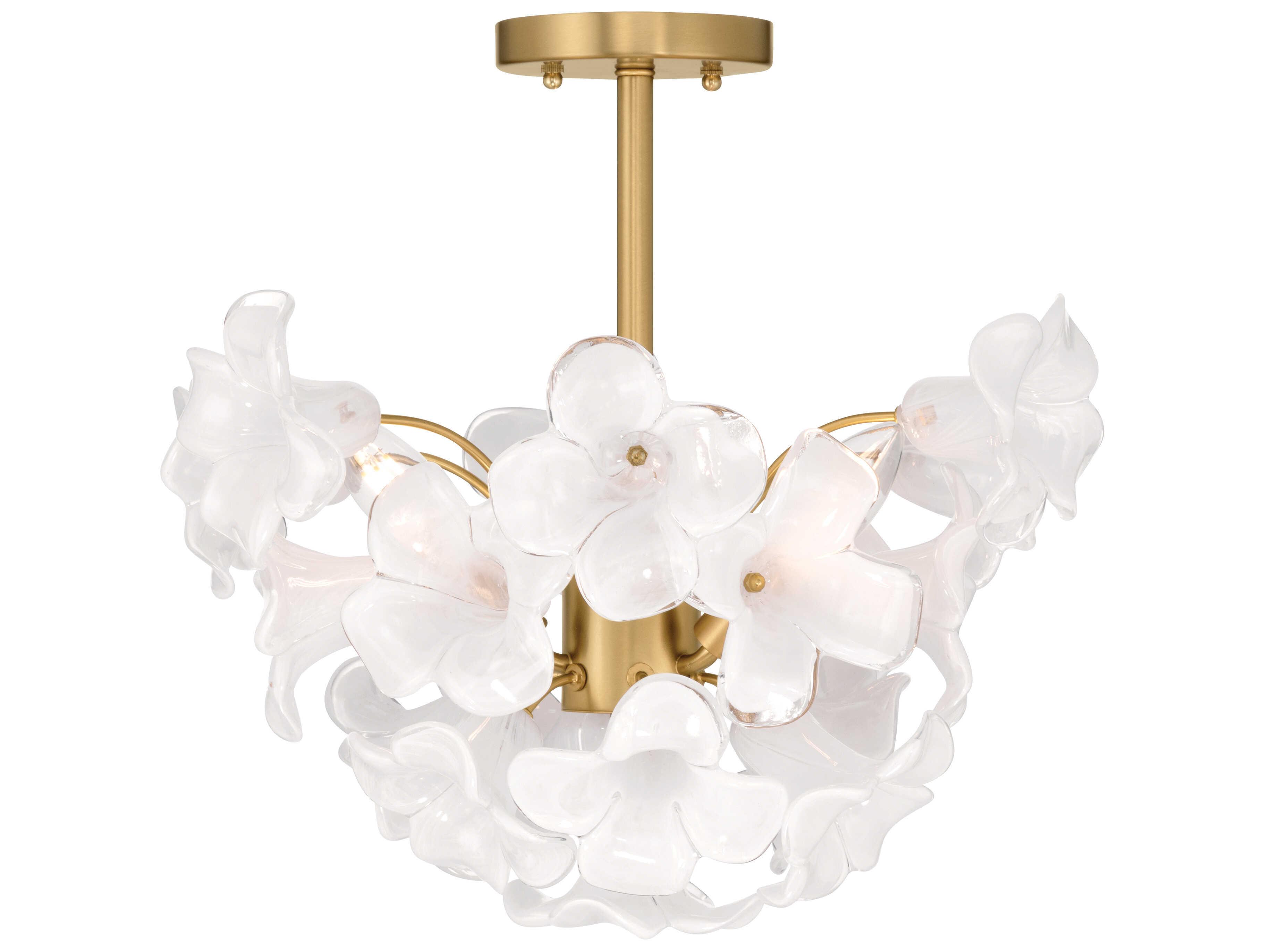 Metropolitan Bloome 3-Light Legacy Brass Semi Flush Mount