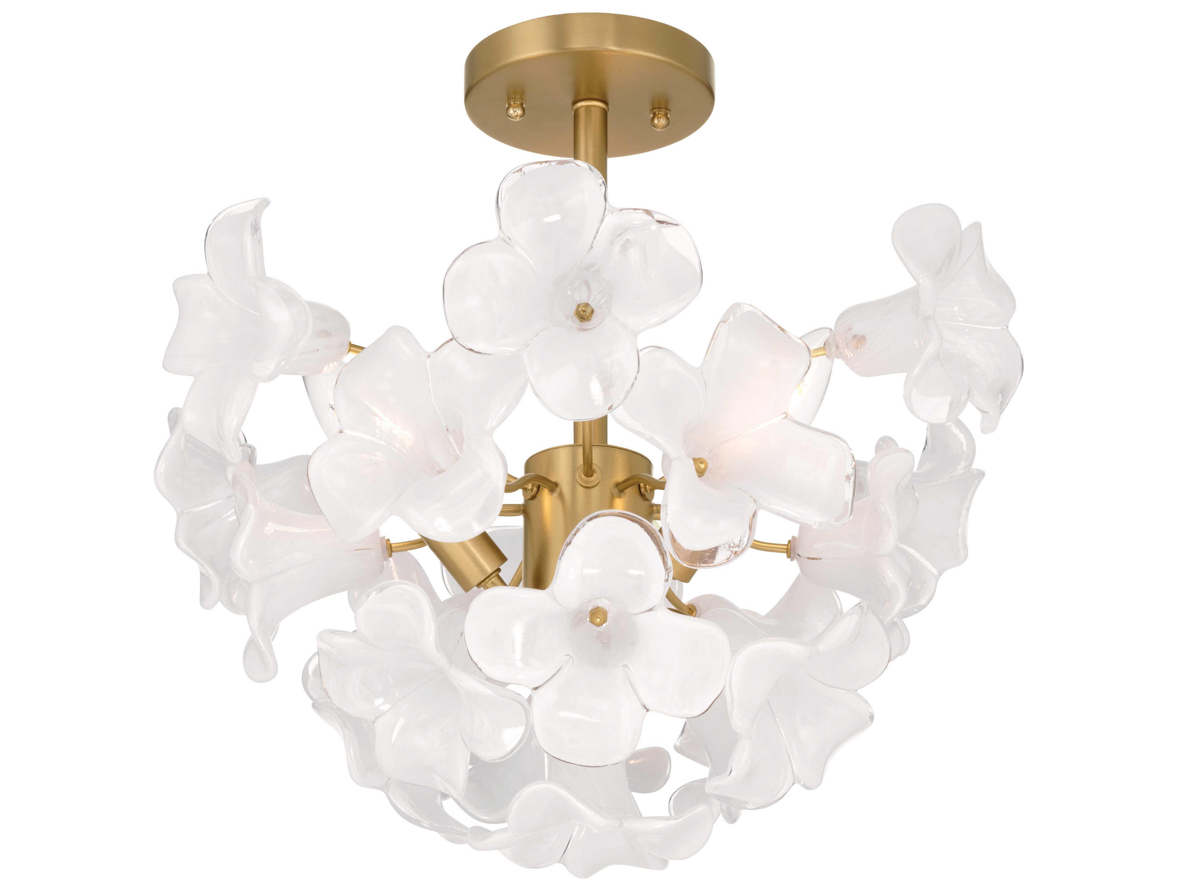 Metropolitan Bloome 3-Light Legacy Brass Semi Flush Mount