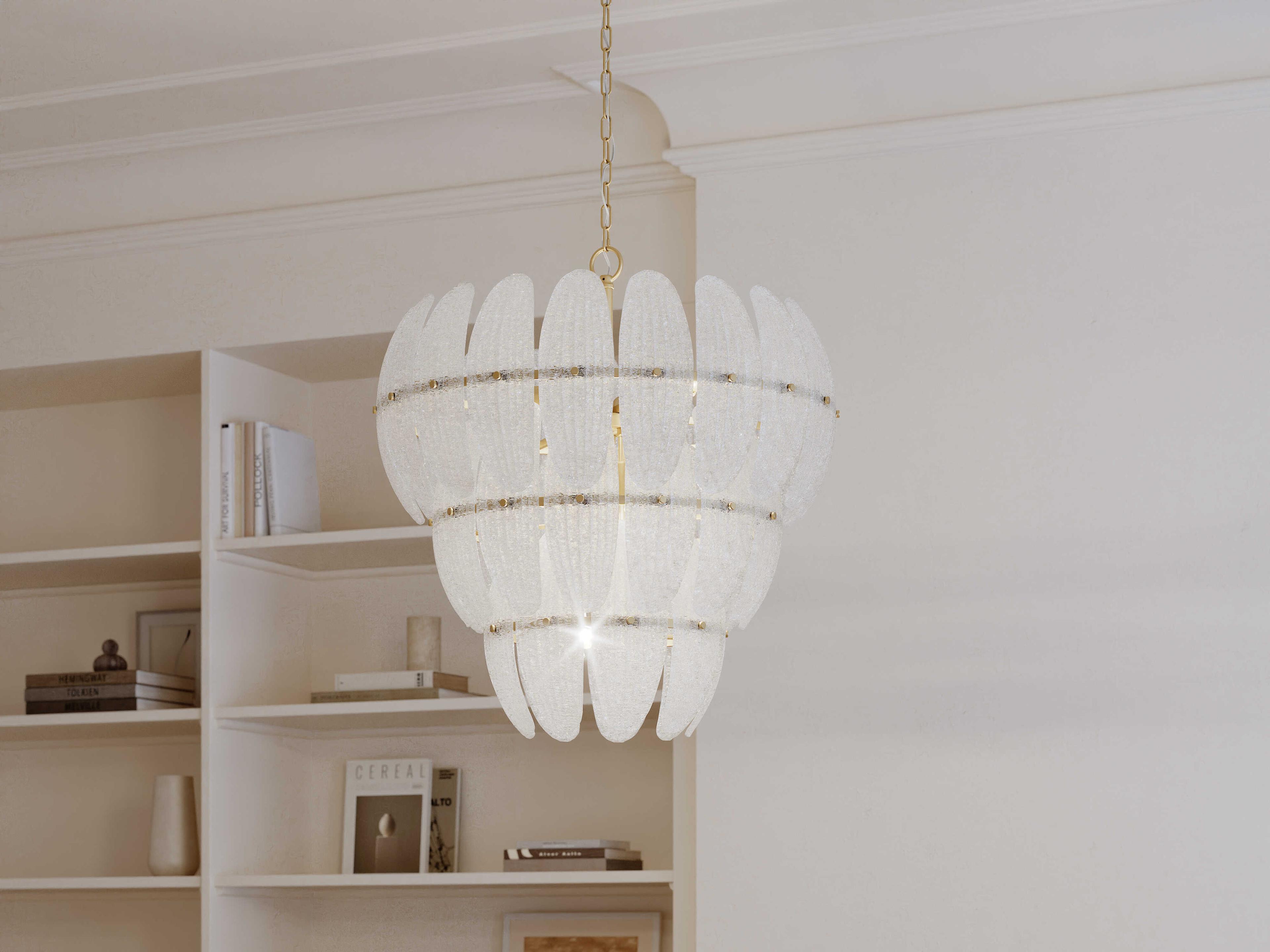 Metropolitan Marclaire 11-Light Legacy Brass Clear Tiered Pendant