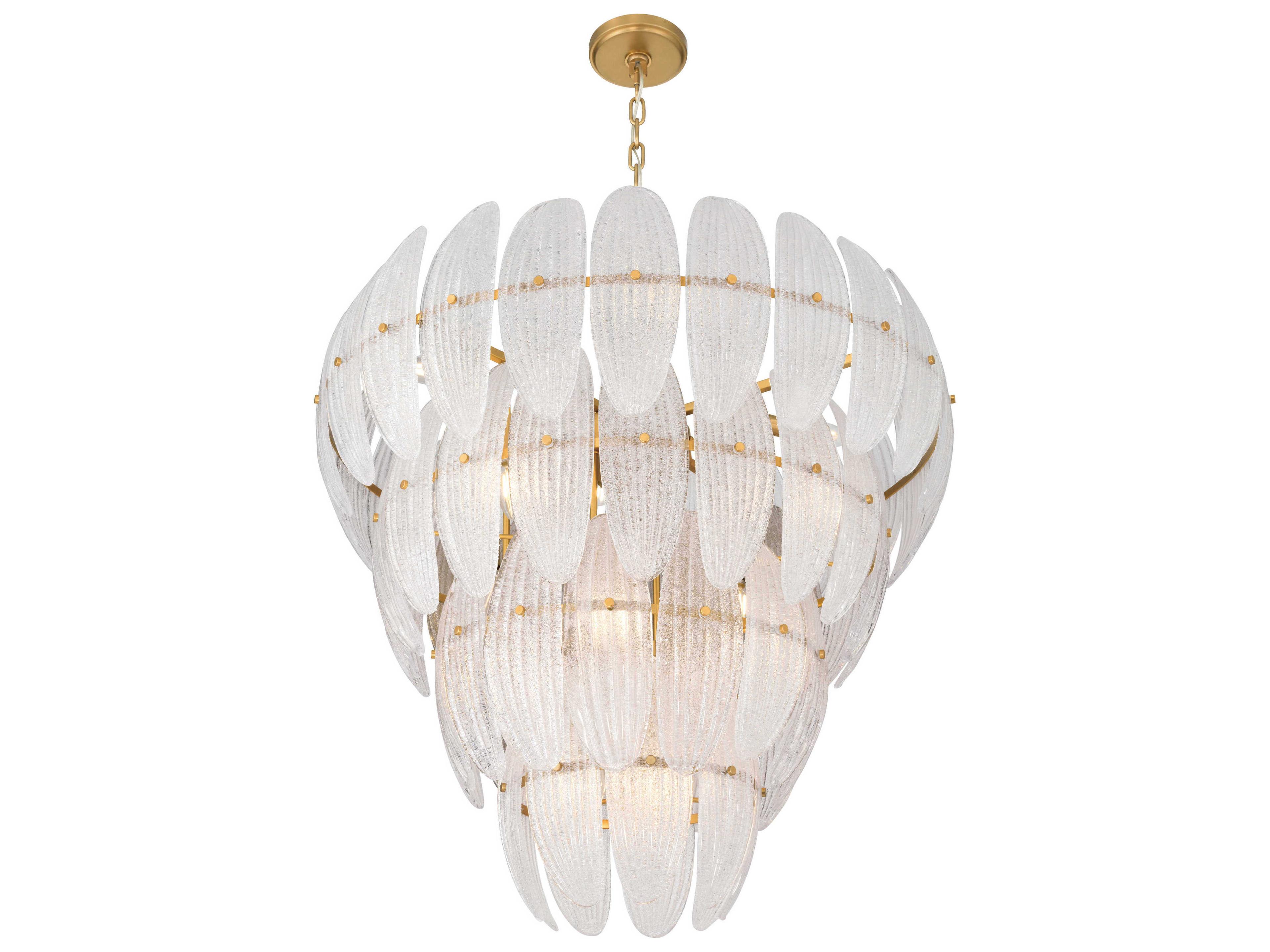 Metropolitan Marclaire 15-Light Legacy Brass Clear Tiered Pendant