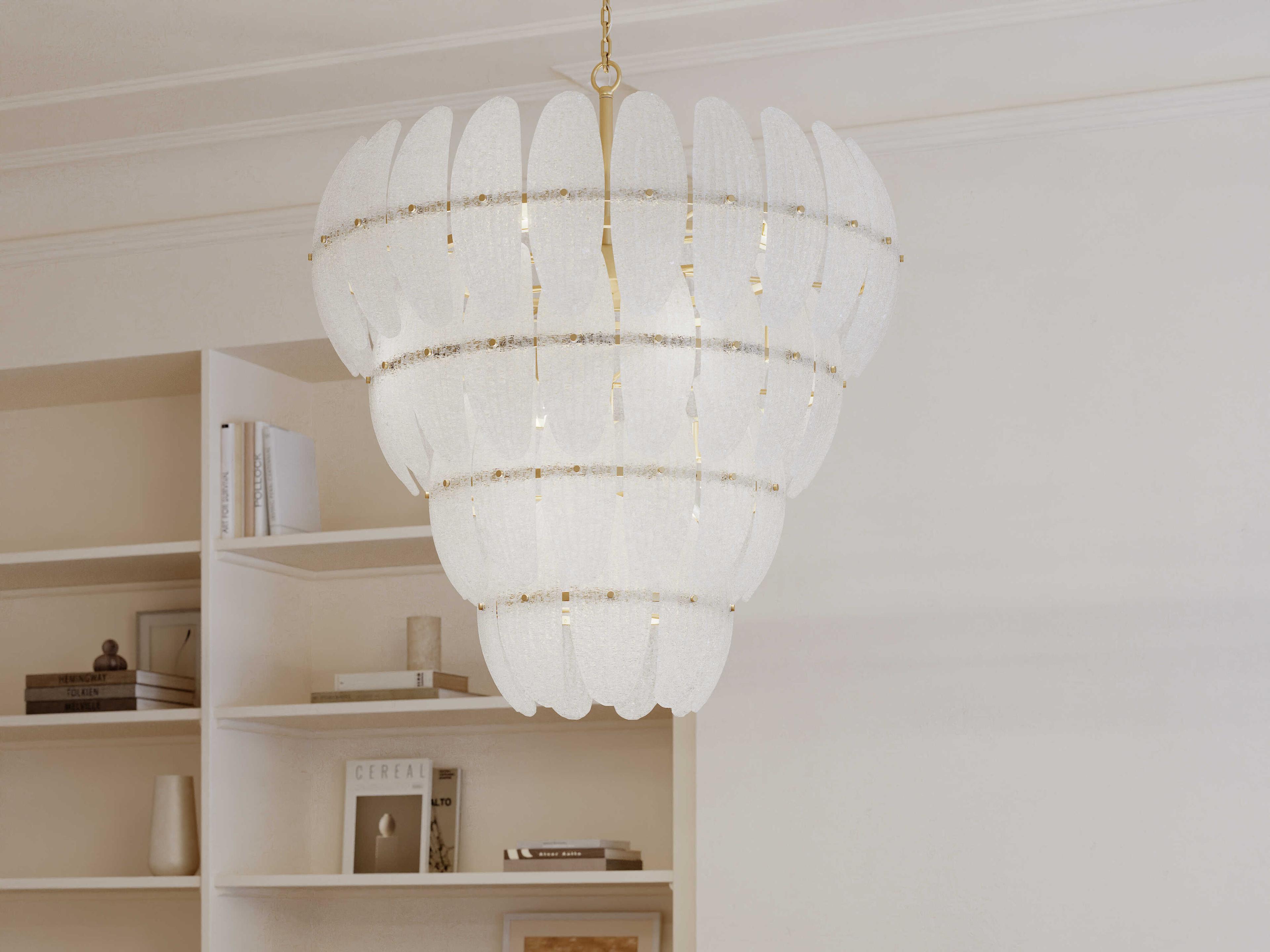 Metropolitan Marclaire 15-Light Legacy Brass Clear Tiered Pendant