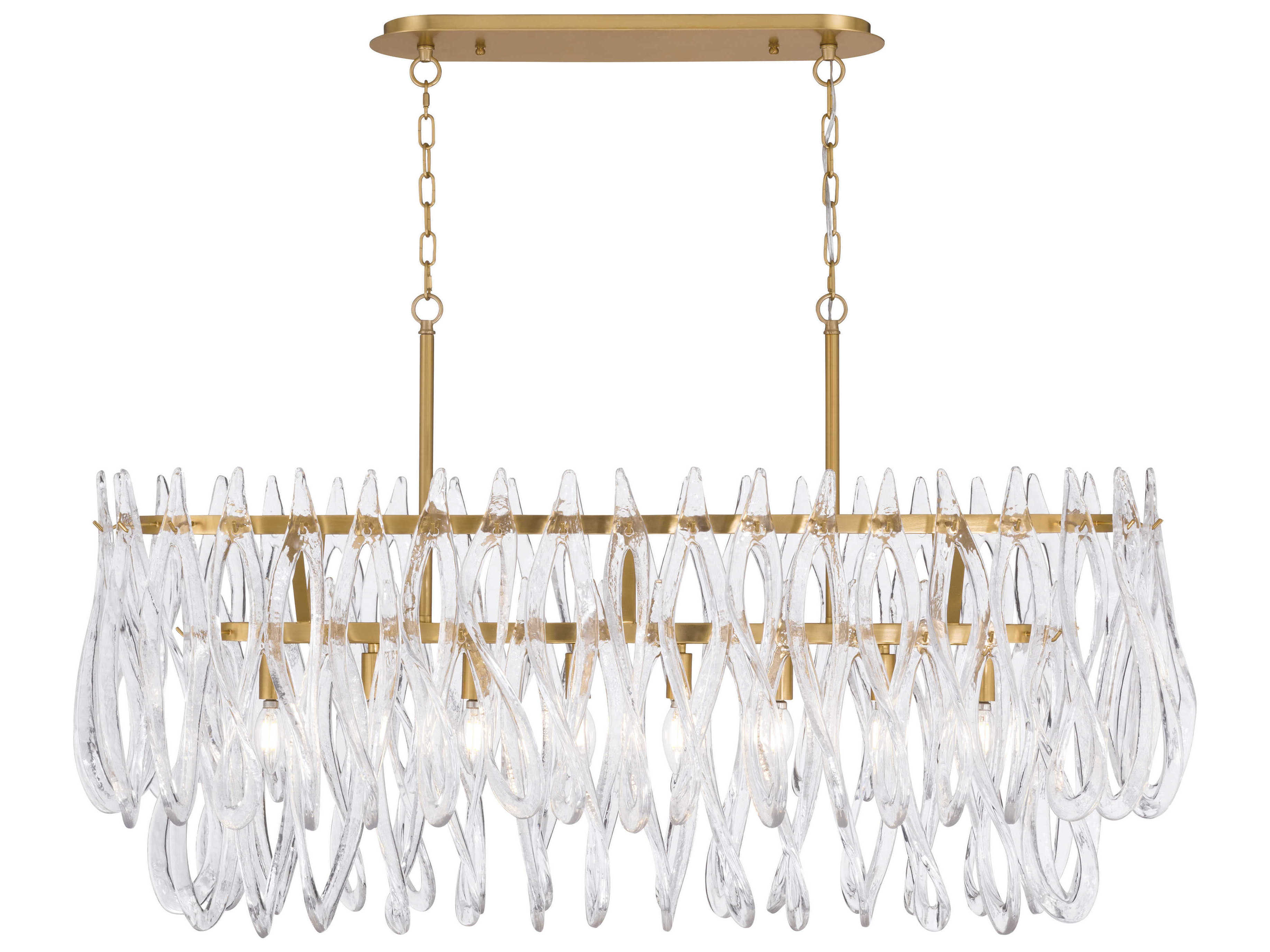 Metropolitan Glassara 8-Light Legacy Brass Tiered Island Pendant