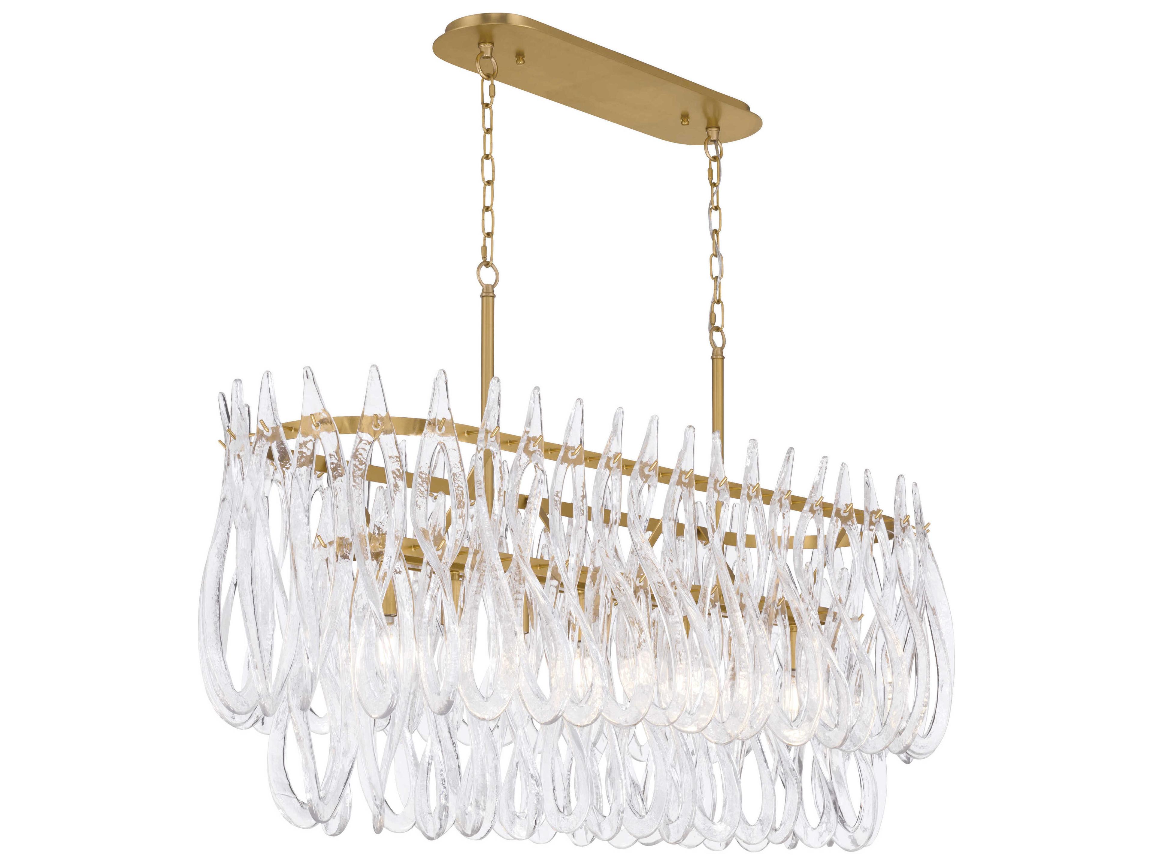 Metropolitan Glassara 8-Light Legacy Brass Tiered Island Pendant
