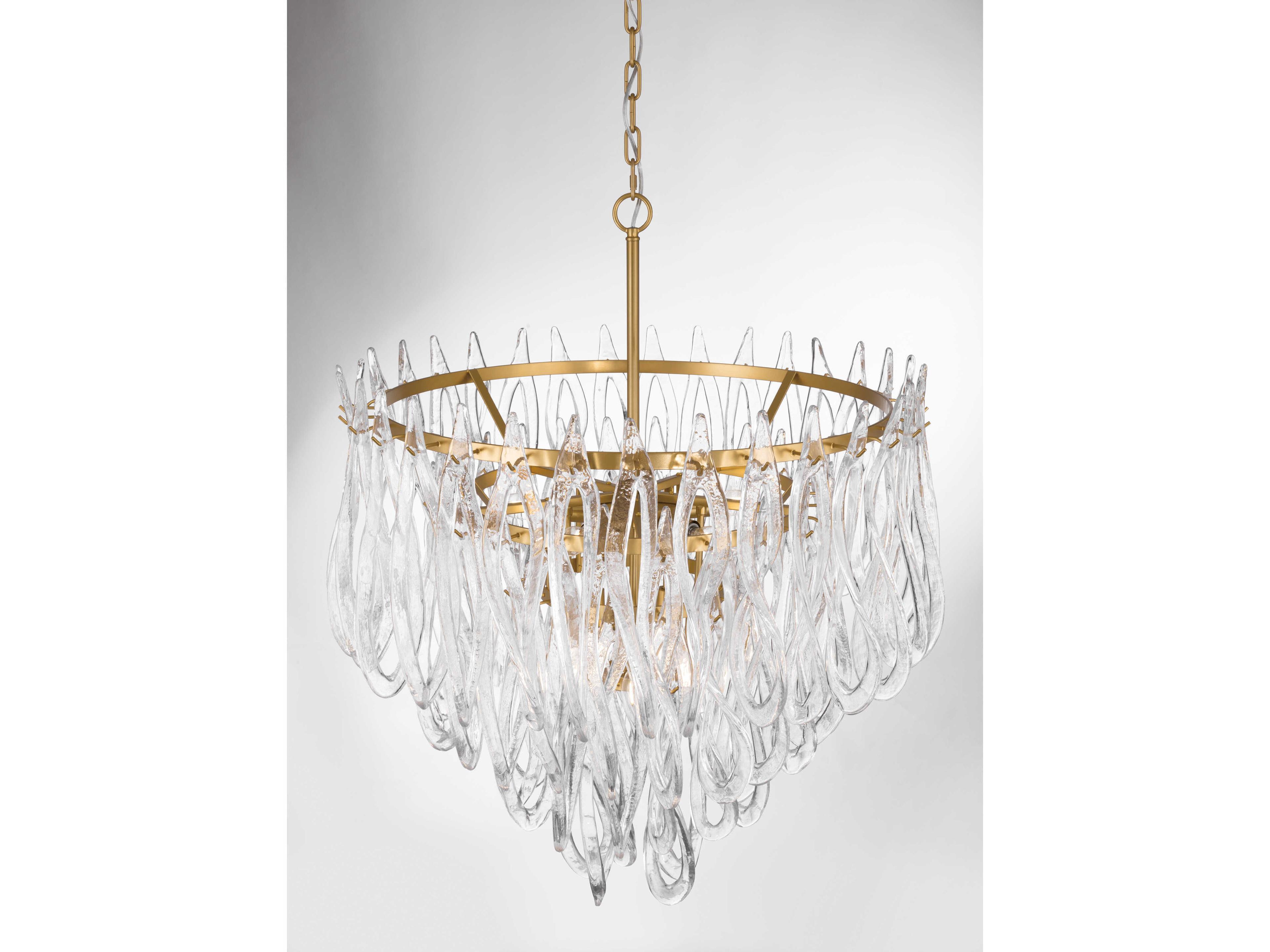 Metropolitan Glassara 10-Light Legacy Brass Tiered Pendant