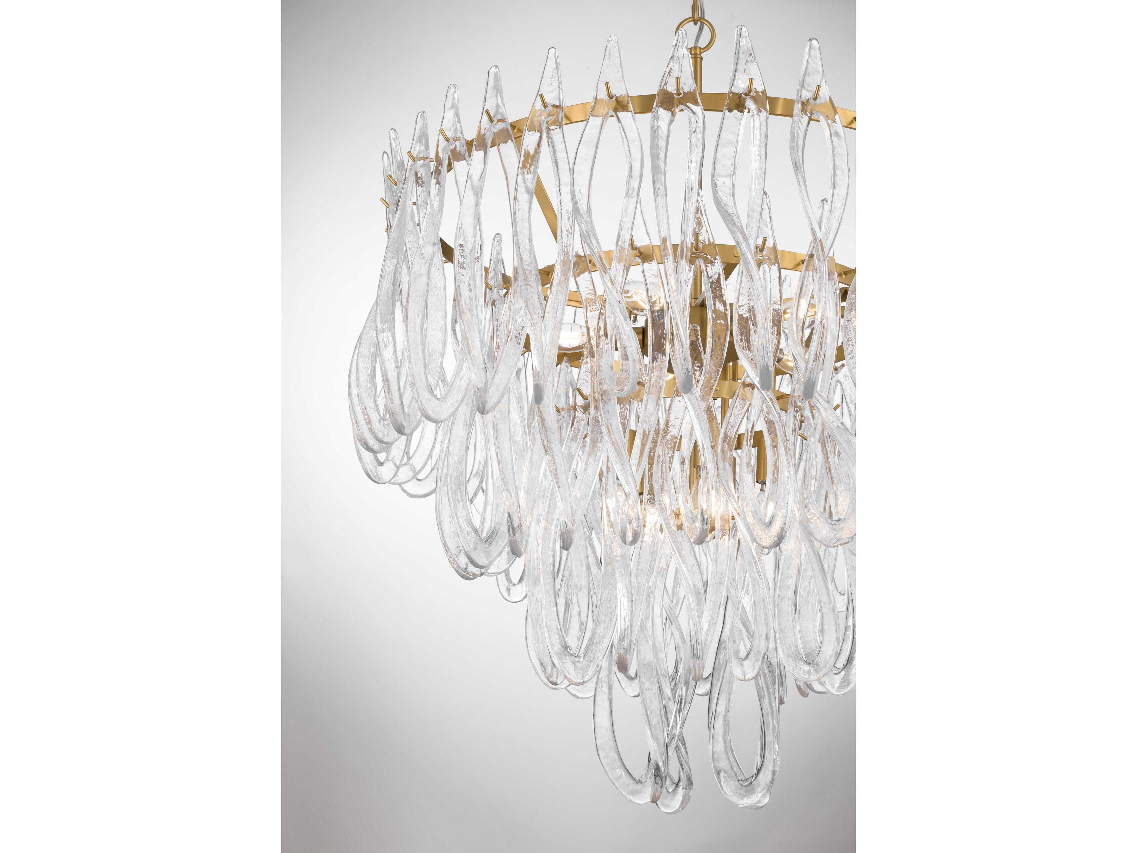 Metropolitan Glassara 10-Light Legacy Brass Tiered Pendant