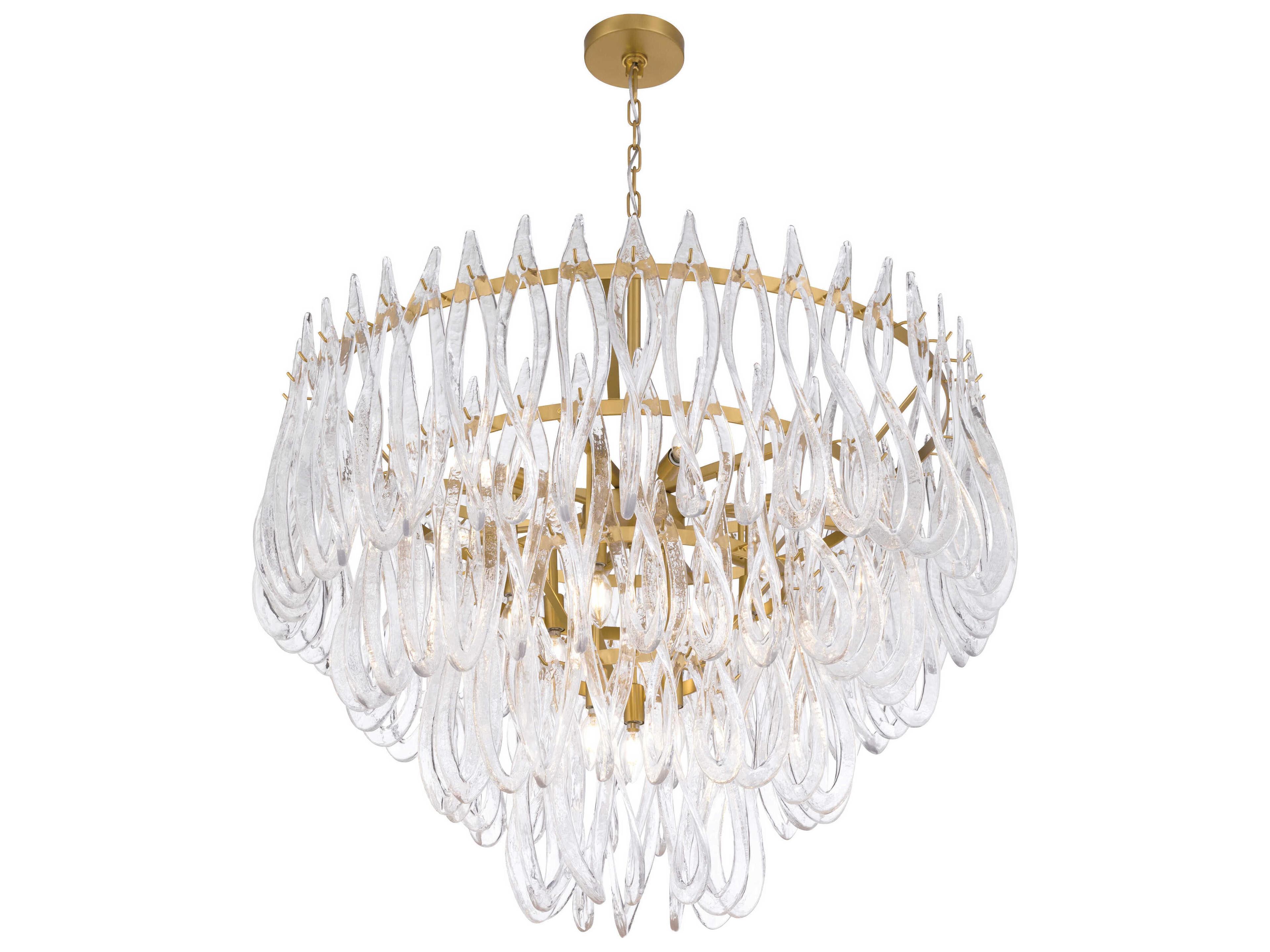 Metropolitan Glassara 15-Light Legacy Brass Tiered Pendant