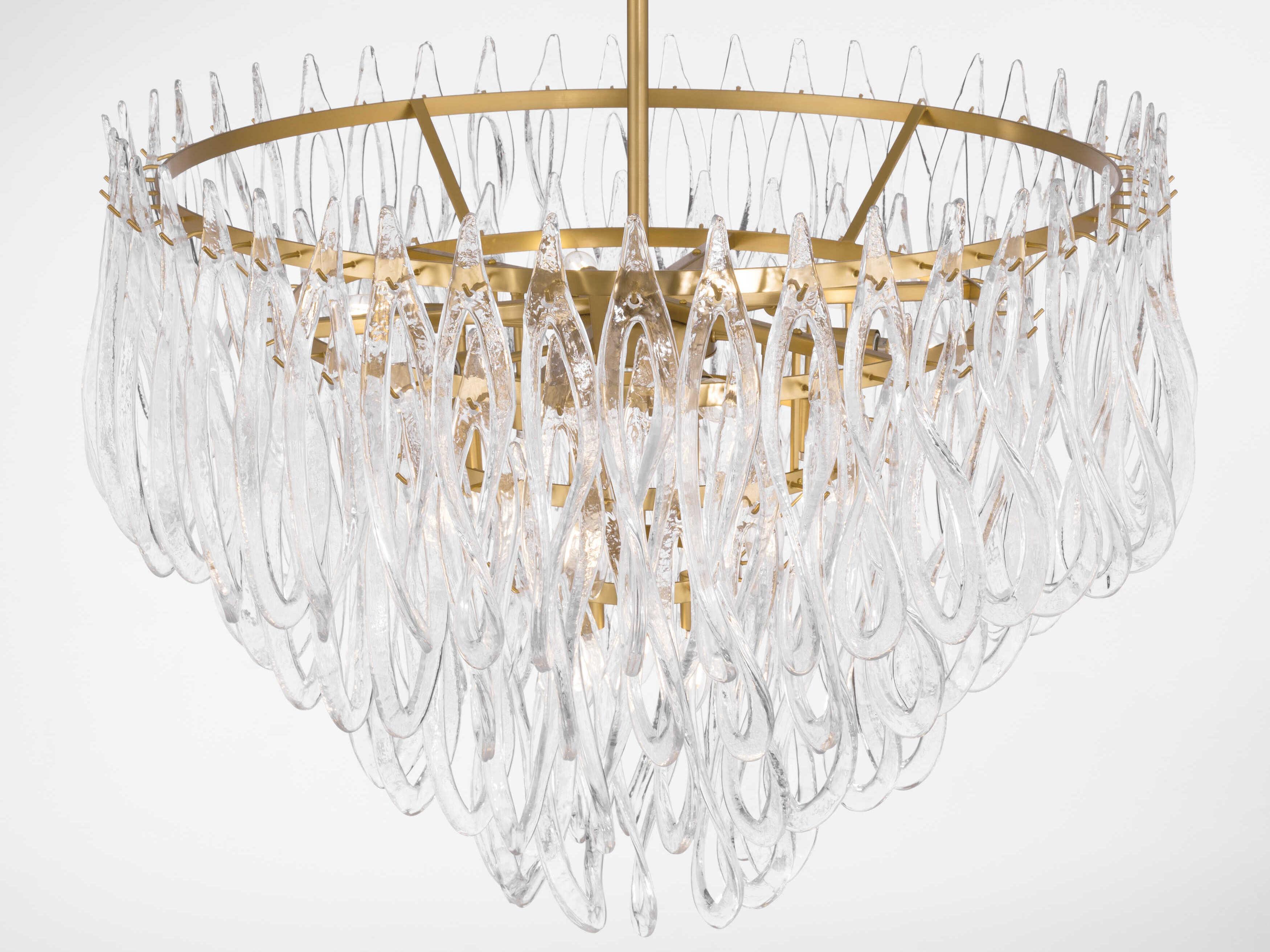Metropolitan Glassara 15-Light Legacy Brass Tiered Pendant
