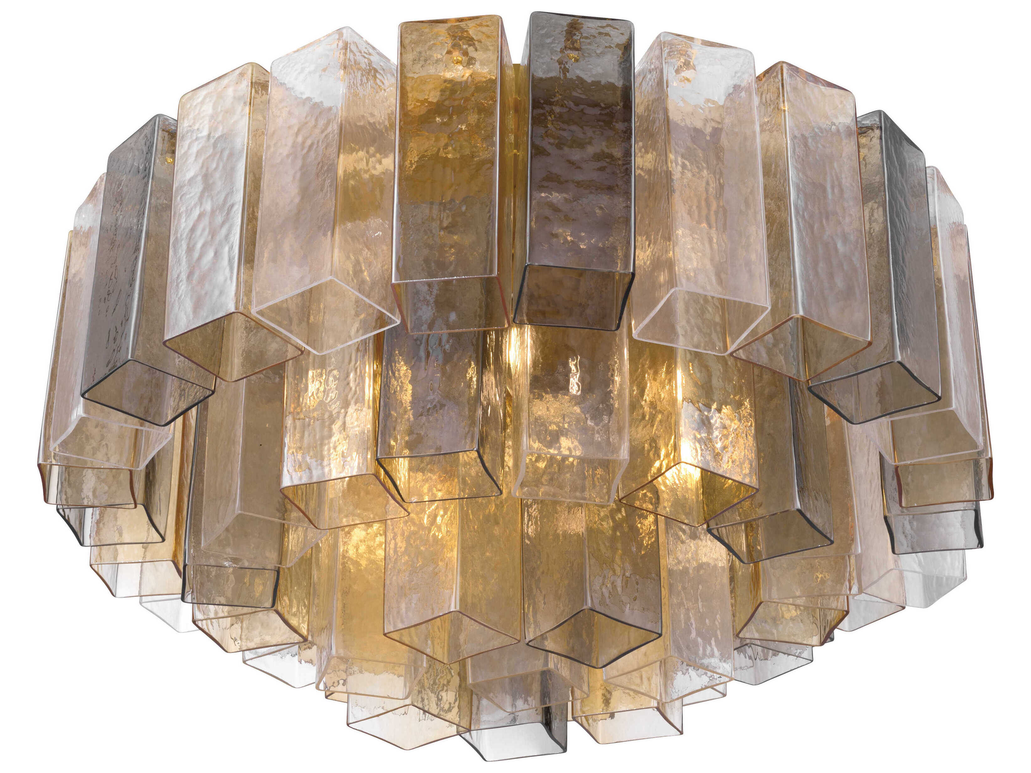 Metropolitan Torvento 7-Light Legacy Brass Geometric Round Flush Mount
