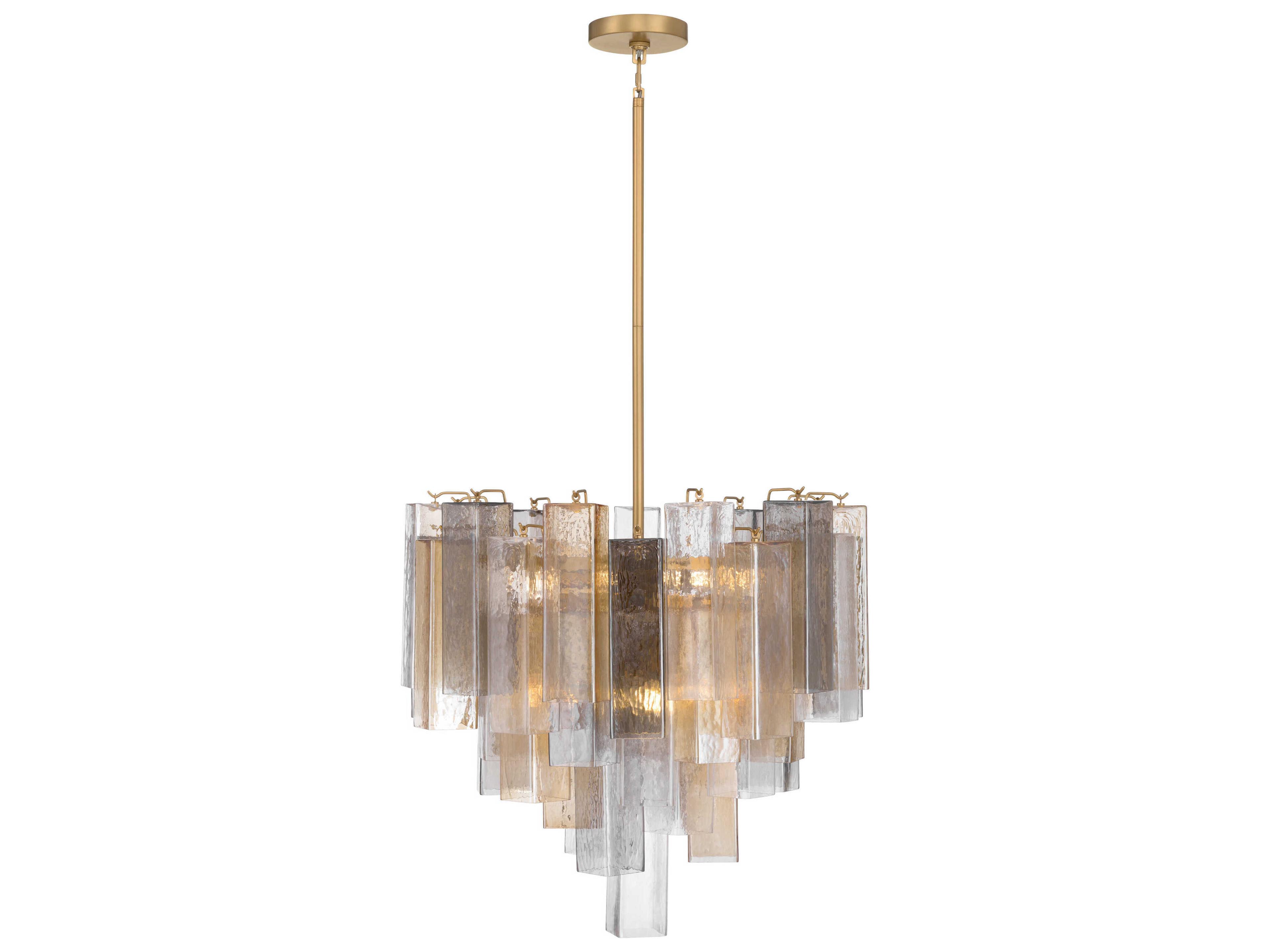 Metropolitan Torvento 9-Light Legacy Brass Geometric Tiered Pendant