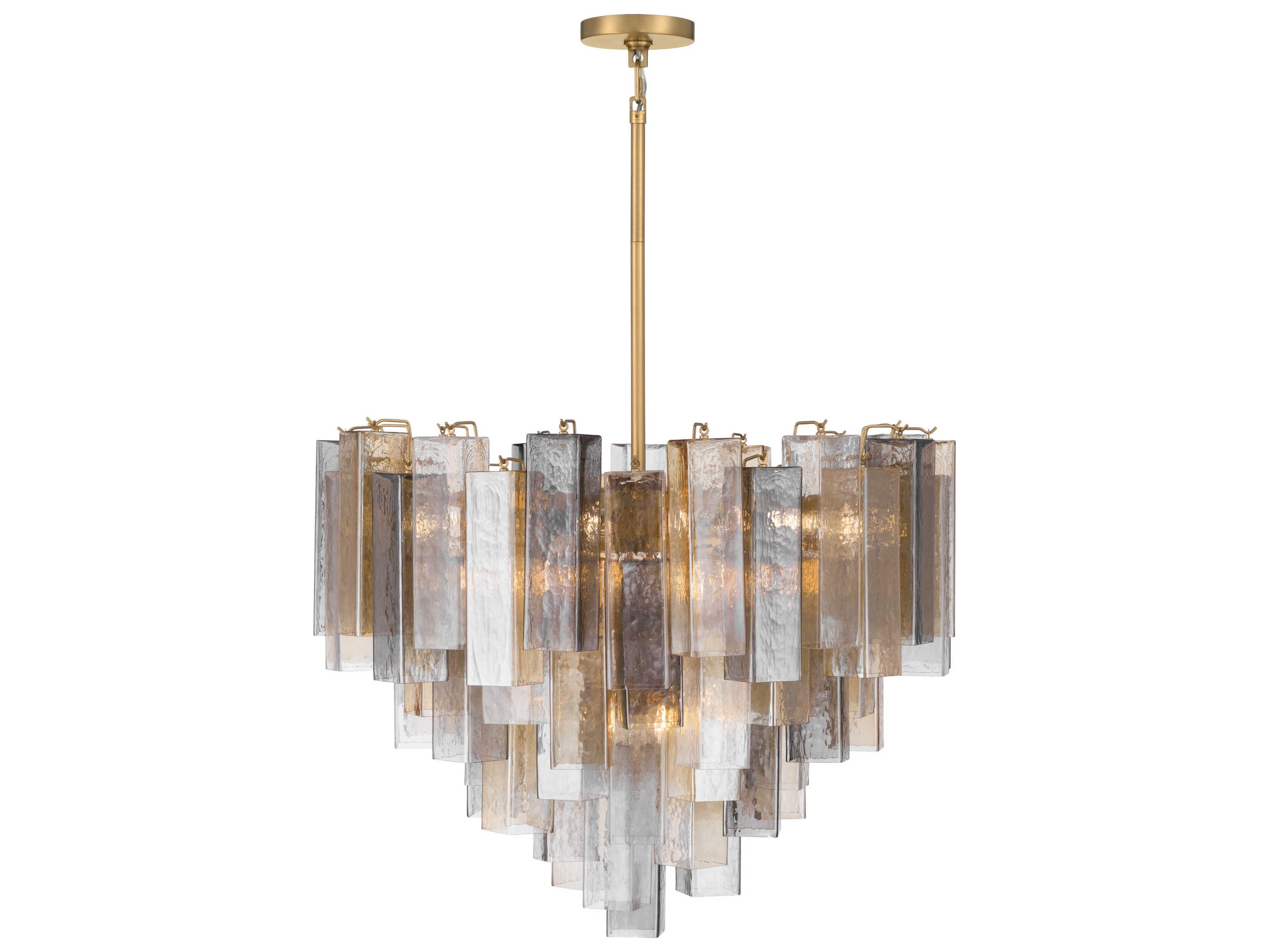 Metropolitan Torvento 15-Light Legacy Brass Geometric Tiered Pendant