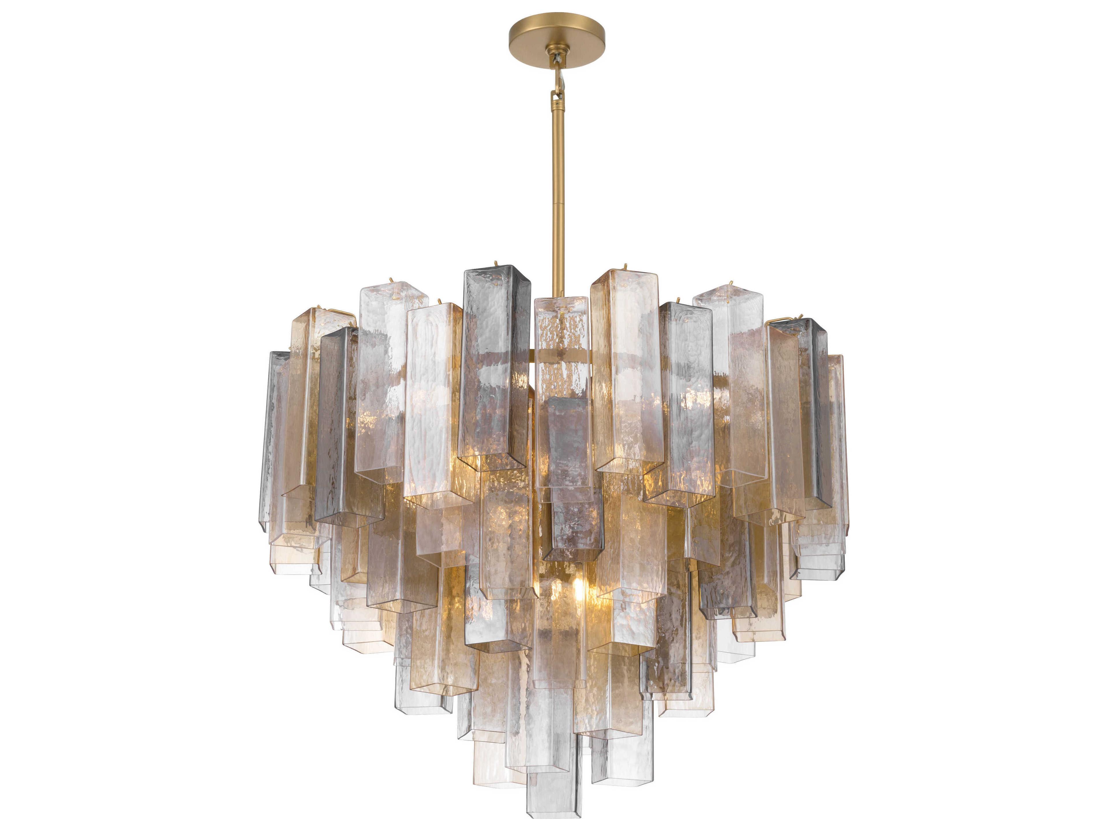 Metropolitan Torvento 15-Light Legacy Brass Geometric Tiered Pendant
