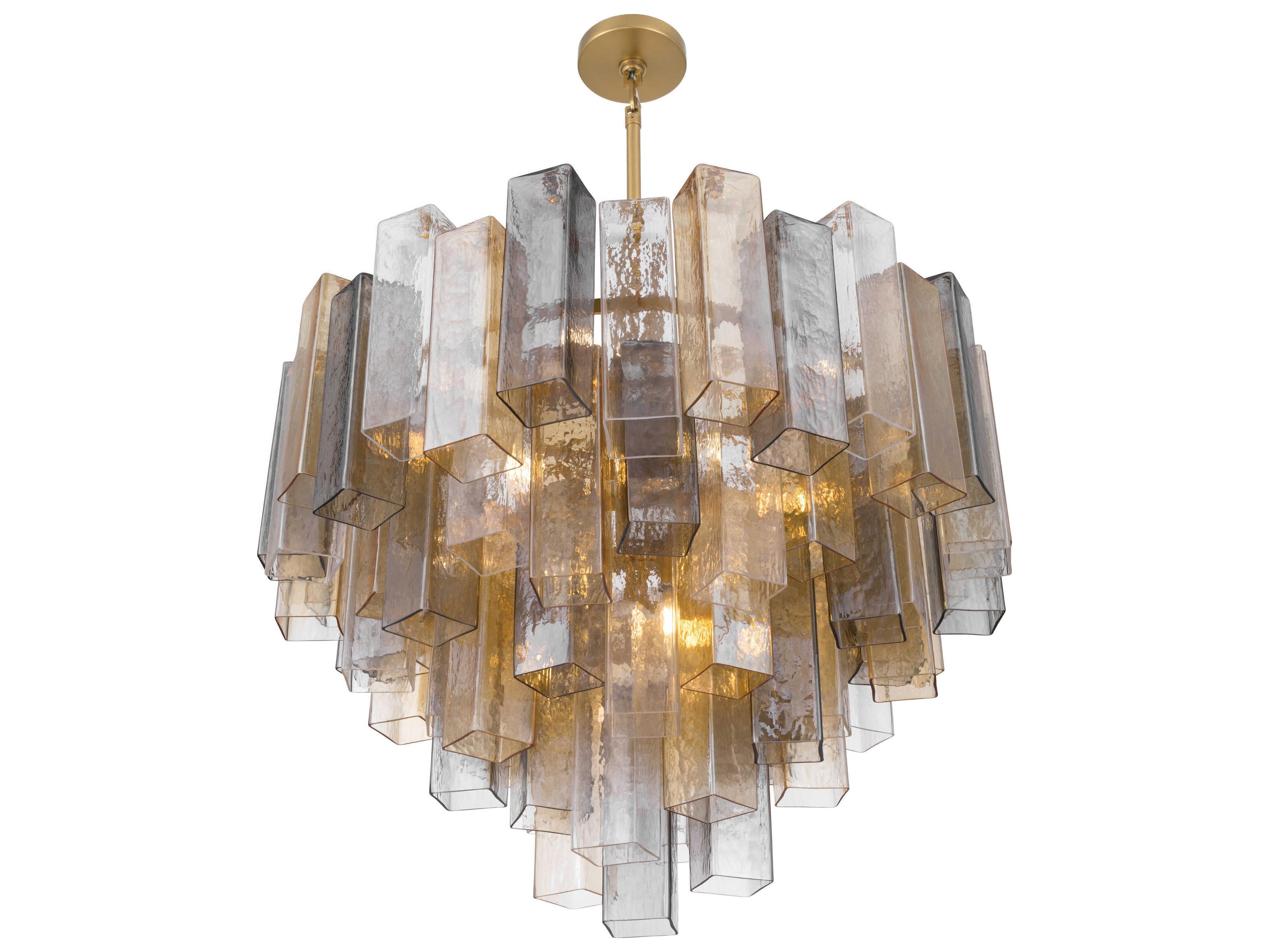 Metropolitan Torvento 15-Light Legacy Brass Geometric Tiered Pendant