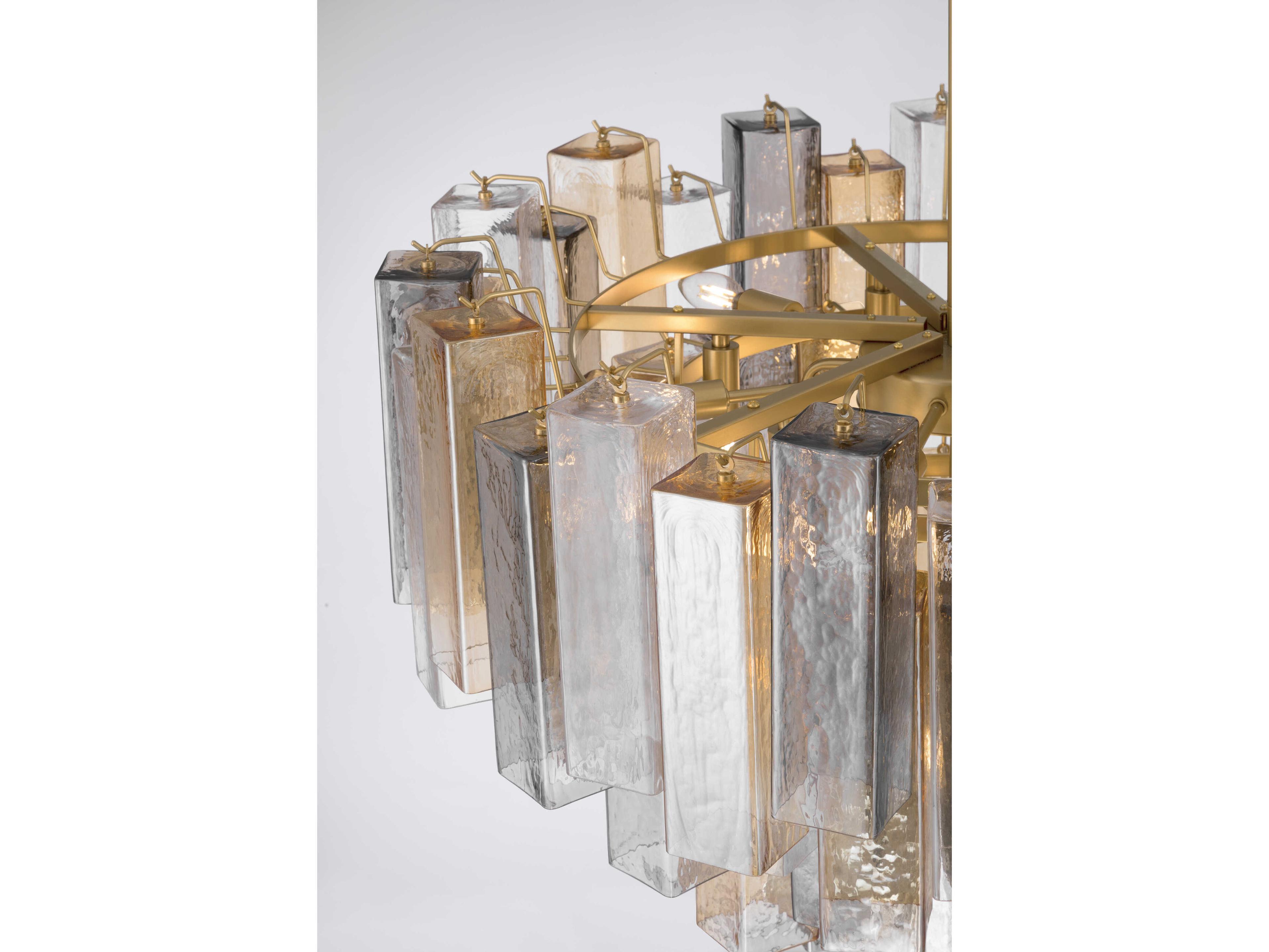Metropolitan Torvento 15-Light Legacy Brass Geometric Tiered Pendant