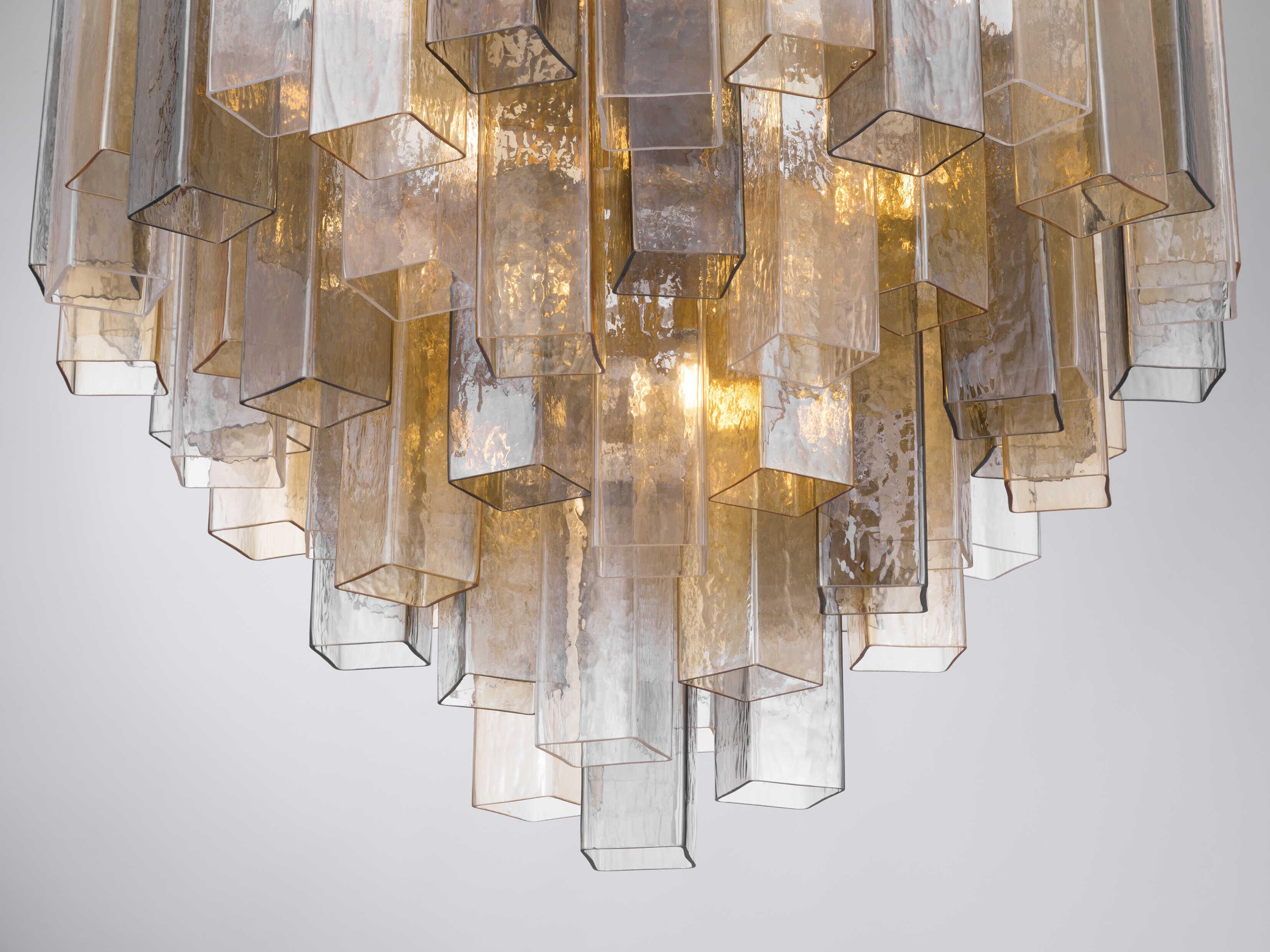 Metropolitan Torvento 15-Light Legacy Brass Geometric Tiered Pendant