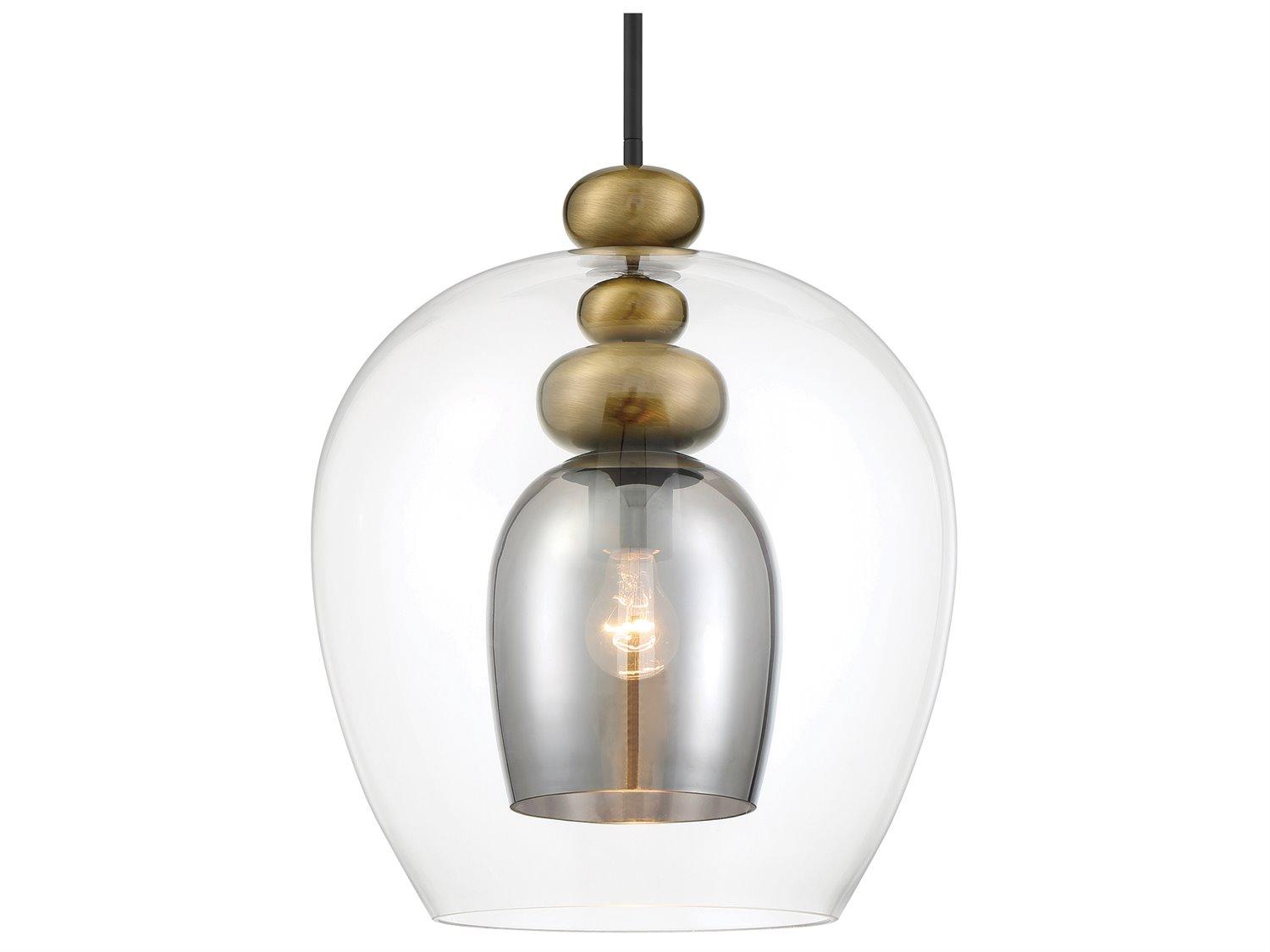 Metropolitan Amesbury 1-Light Coal Oxidized Aged Brass Black Glass Pendant