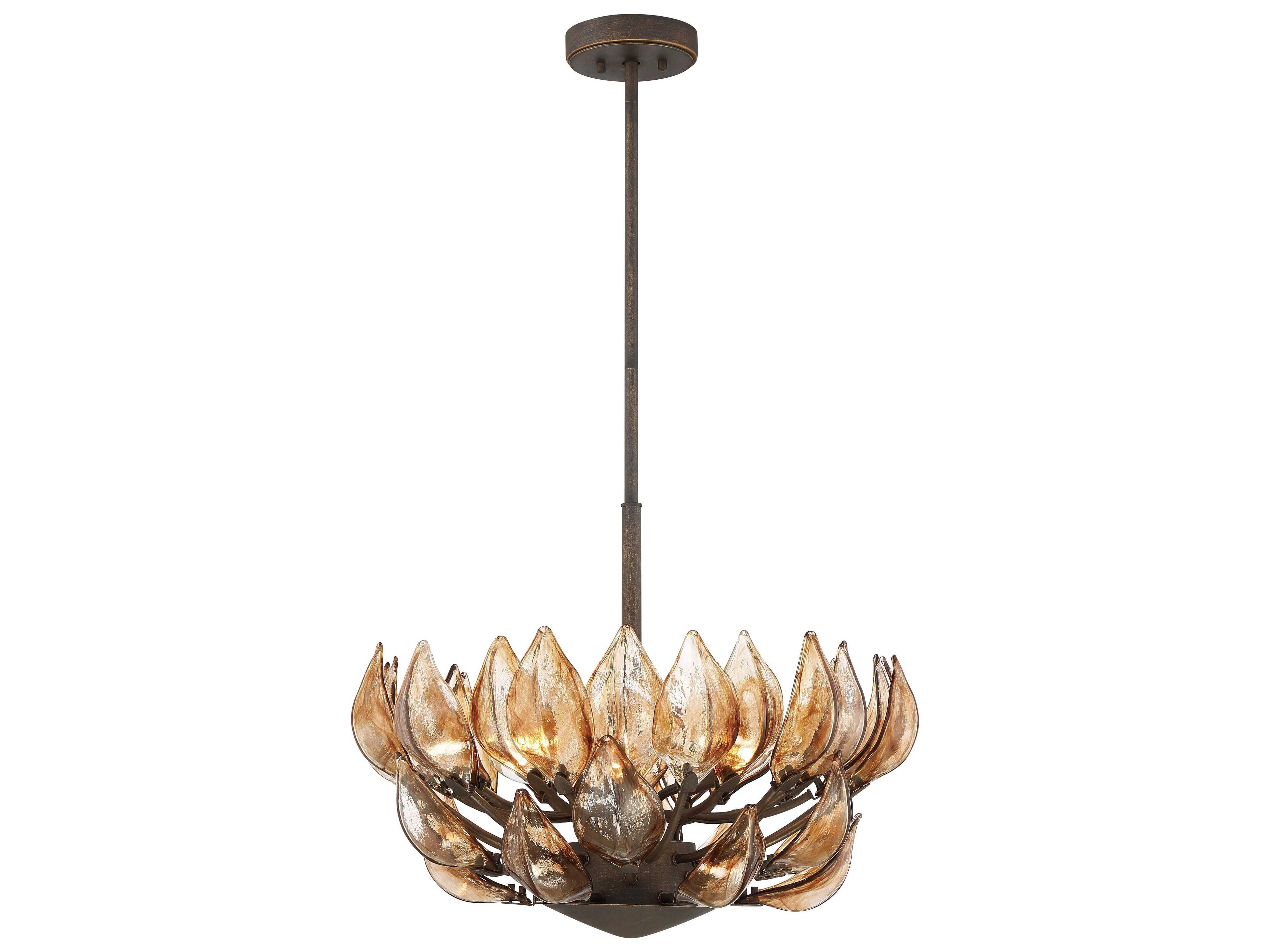 Metropolitan Arboles 6-Light Heritage Bronze Glass Pendant