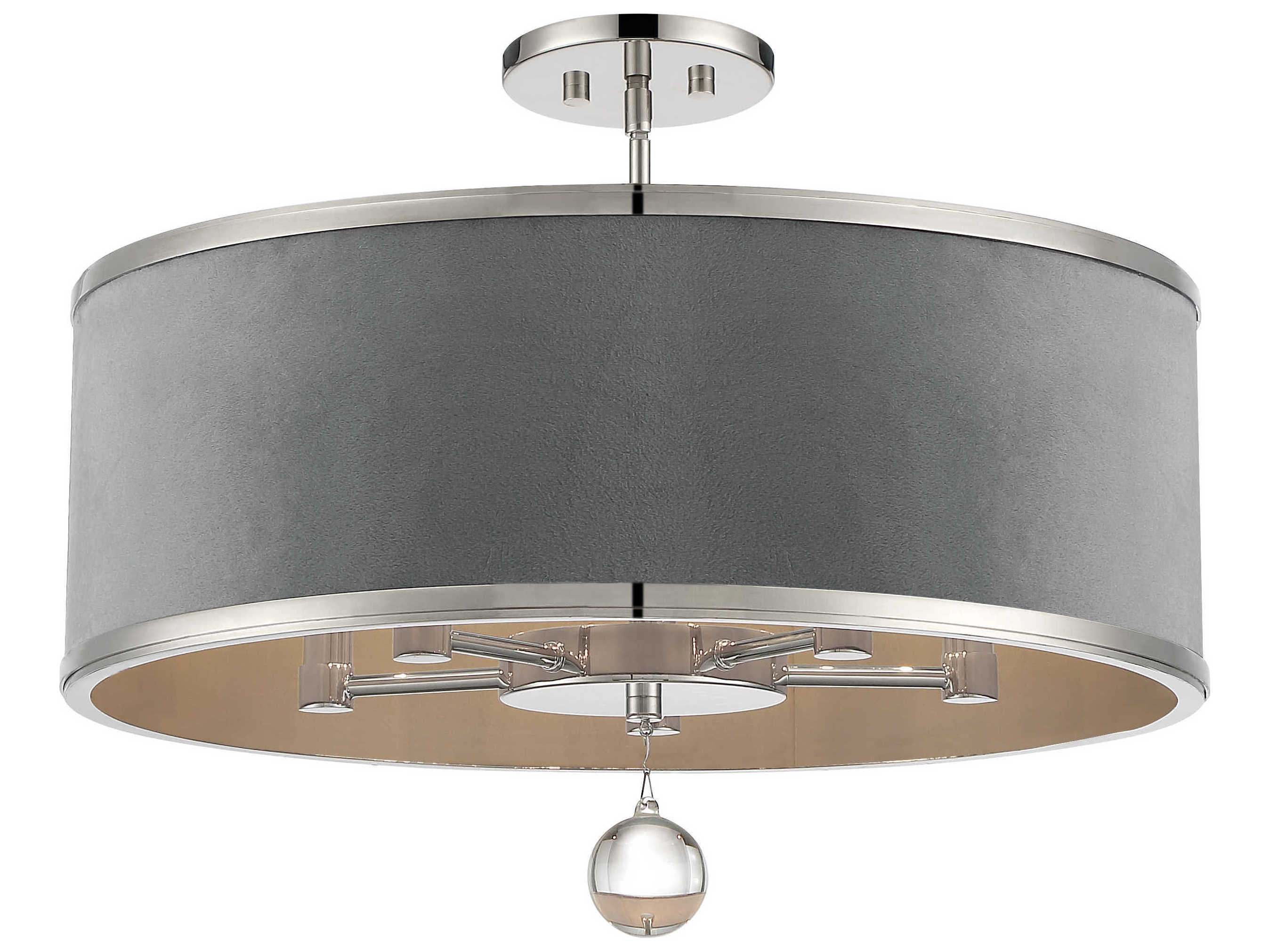 Metropolitan Luxour 5-Light Polished Nickel Glass Drum Pendant
